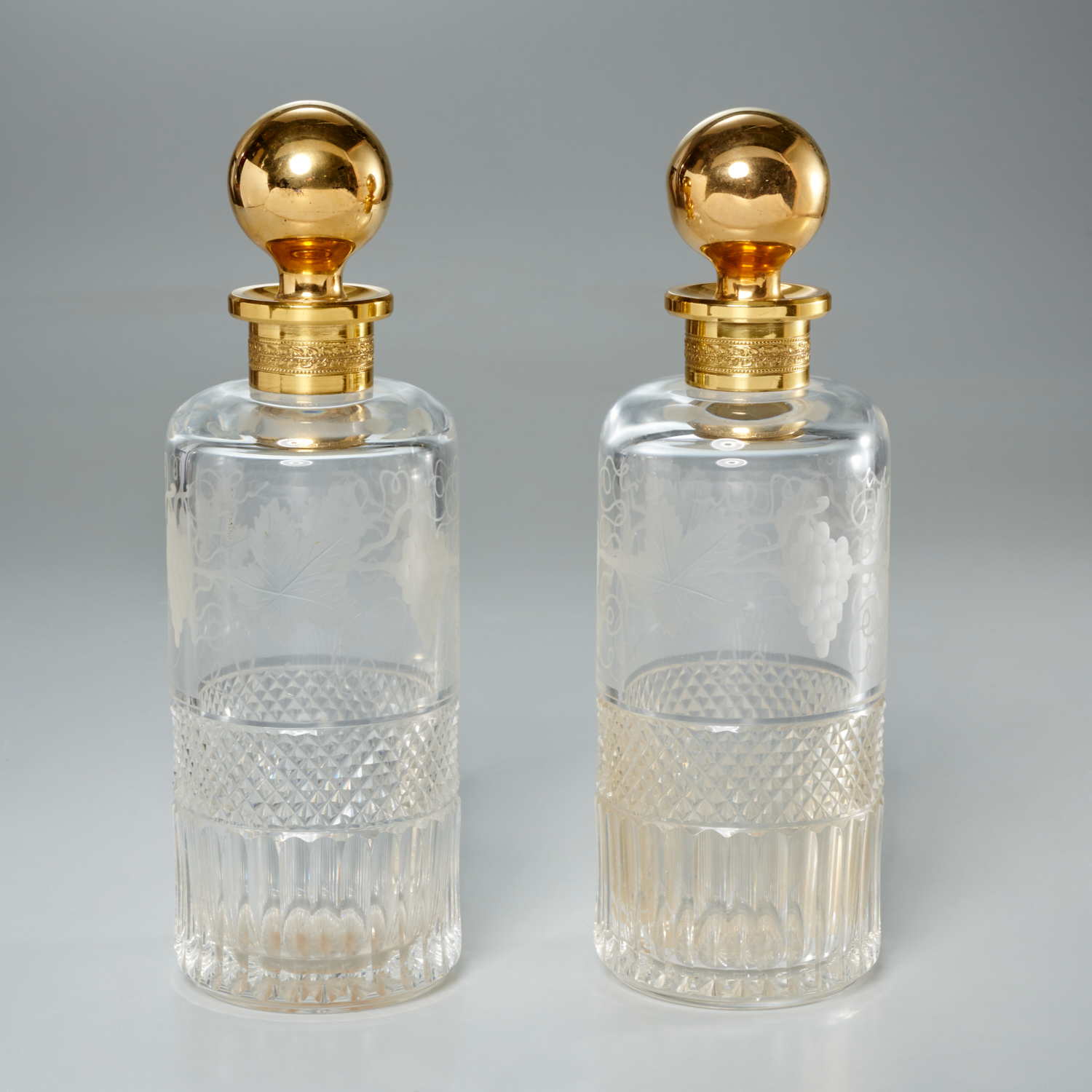 PAIR BACCARAT (ATTRIB) CUT, ETCHED