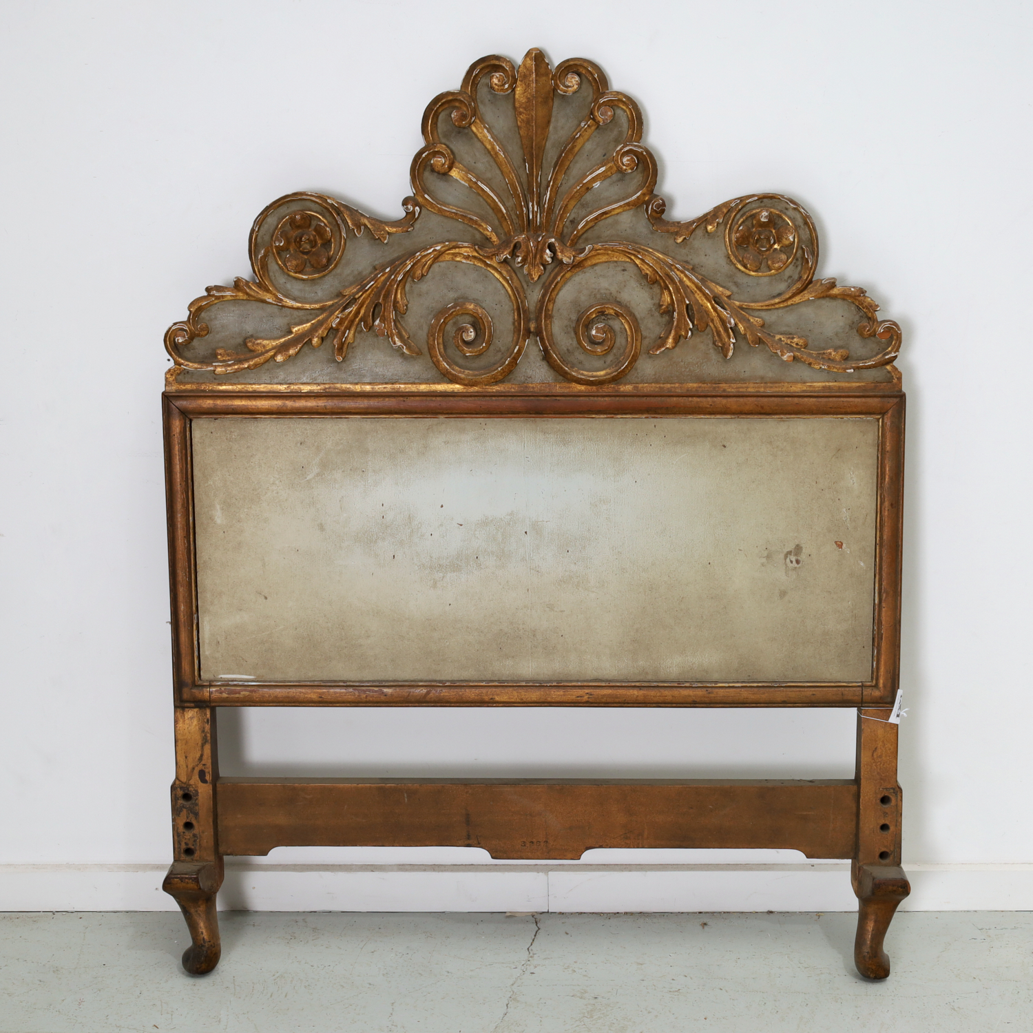 VENETIAN STYLE CARVED AND PAINTED HEADBOARD