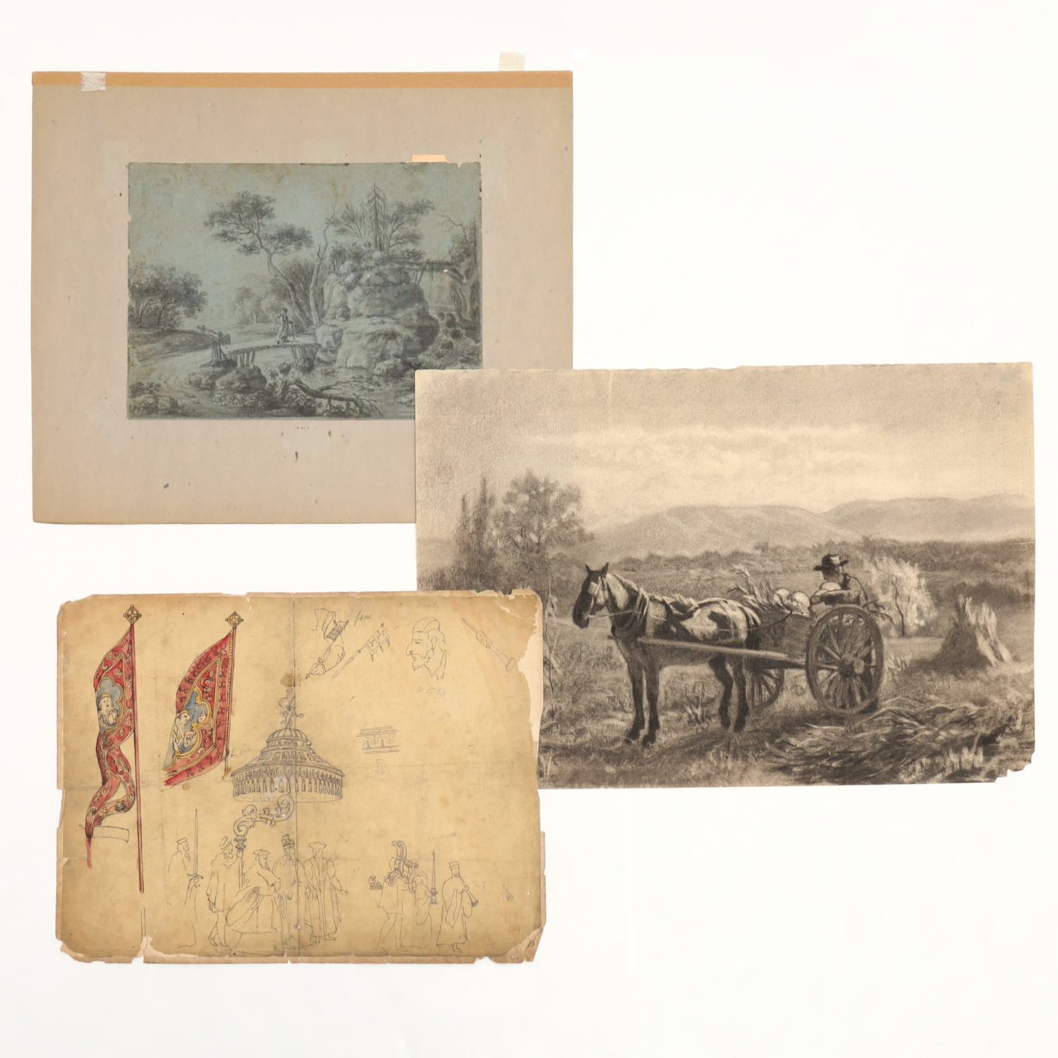  3 DRAWINGS 19TH 20TH CENTURY 3618f6