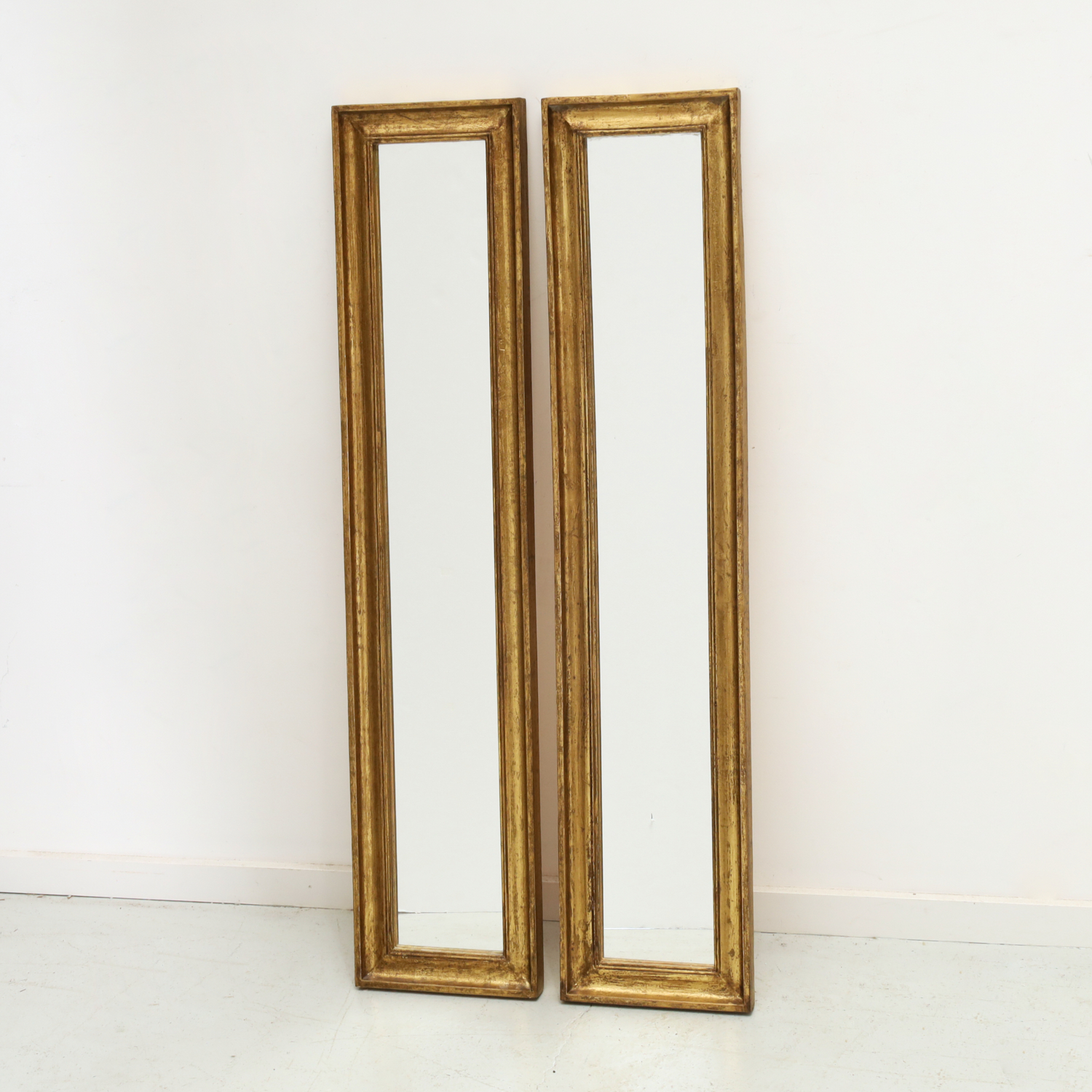 PAIR GILTWOOD PILLAR MIRRORS 20th