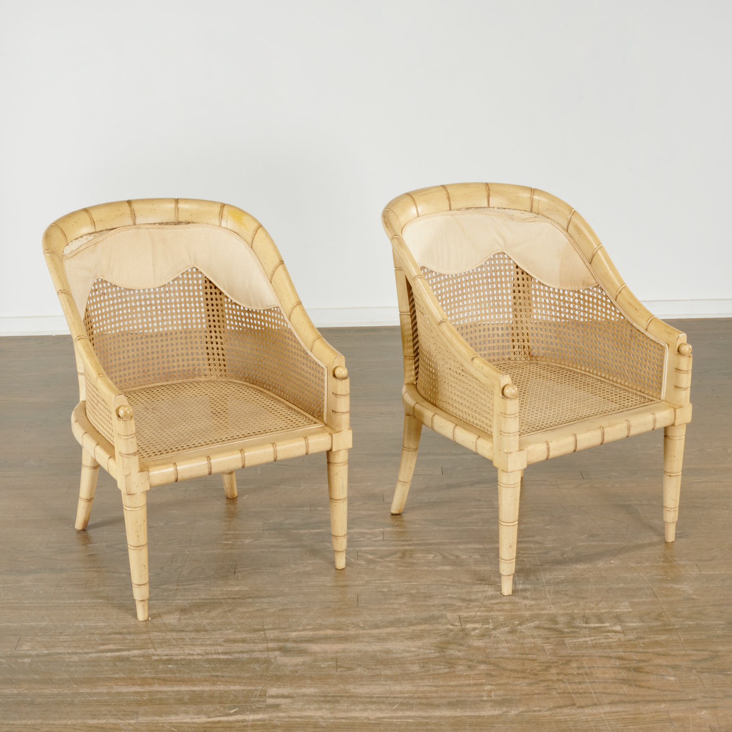 PAIR REGENCY STYLE CANED "BAMBOO"