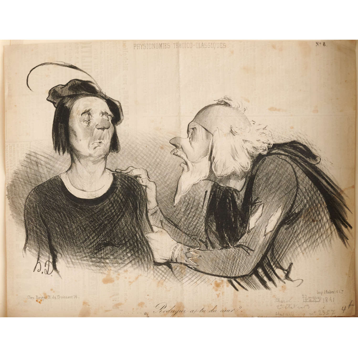 HONORE DAUMIER, LITHOGRAPH, 1841 Honore