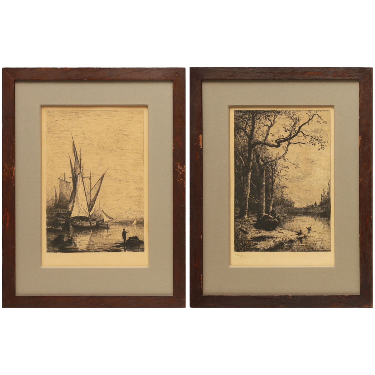 ADOLPHE APPIAN, PAIR OF ETCHINGS,