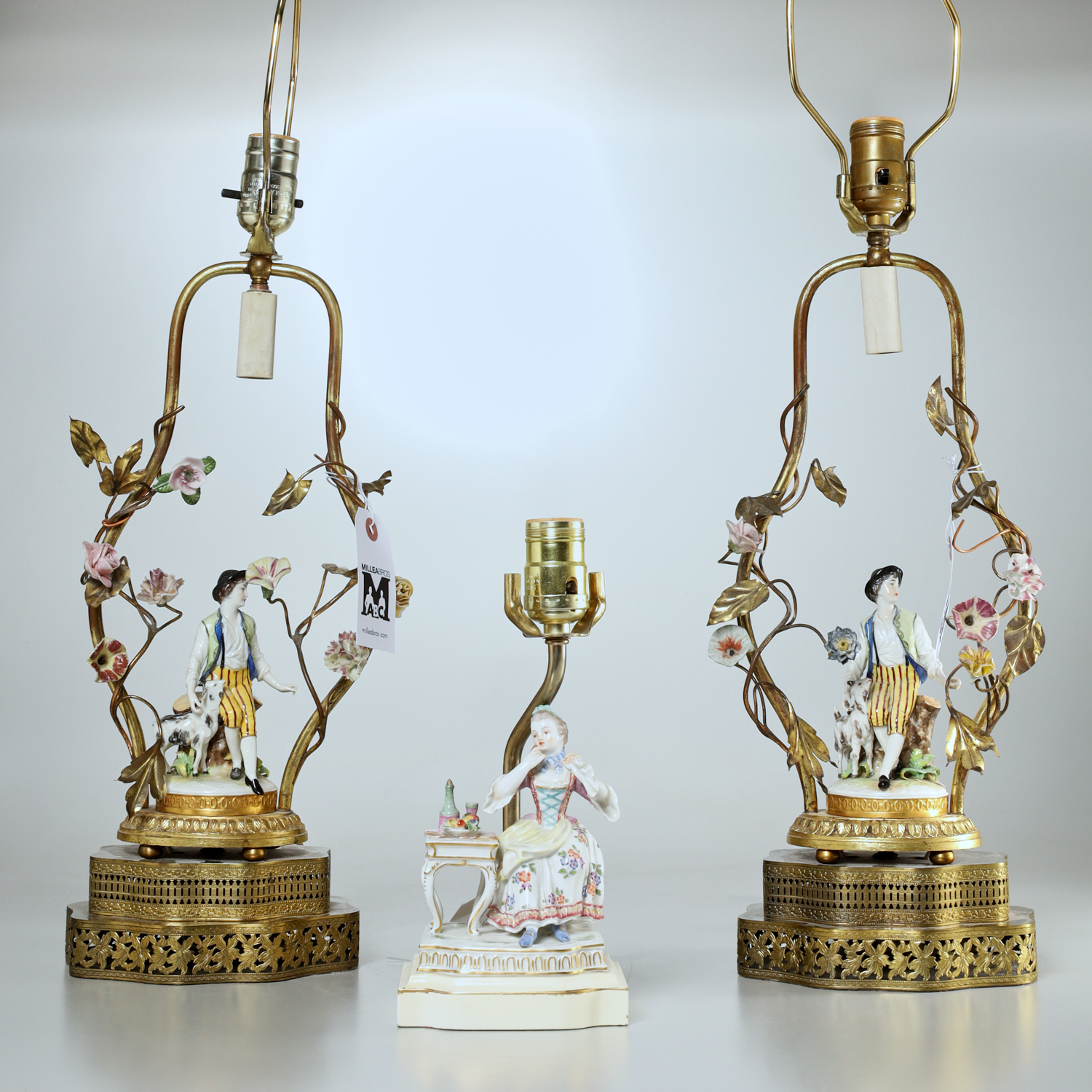  3 GERMAN PORCELAIN FIGURAL LAMPS  36198f