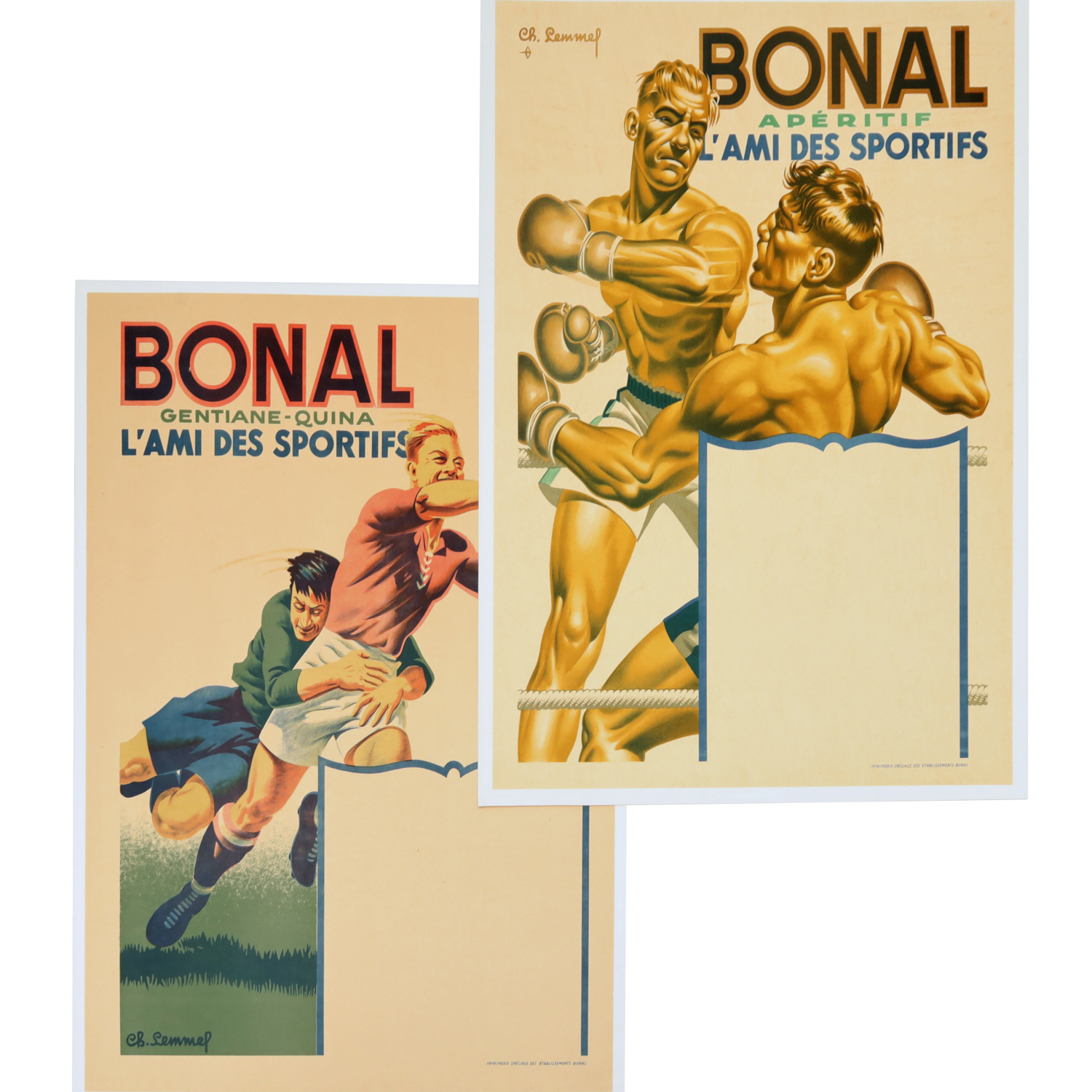 BONAL APERITIF PAIR VINTAGE LITHOGRAPH 361998