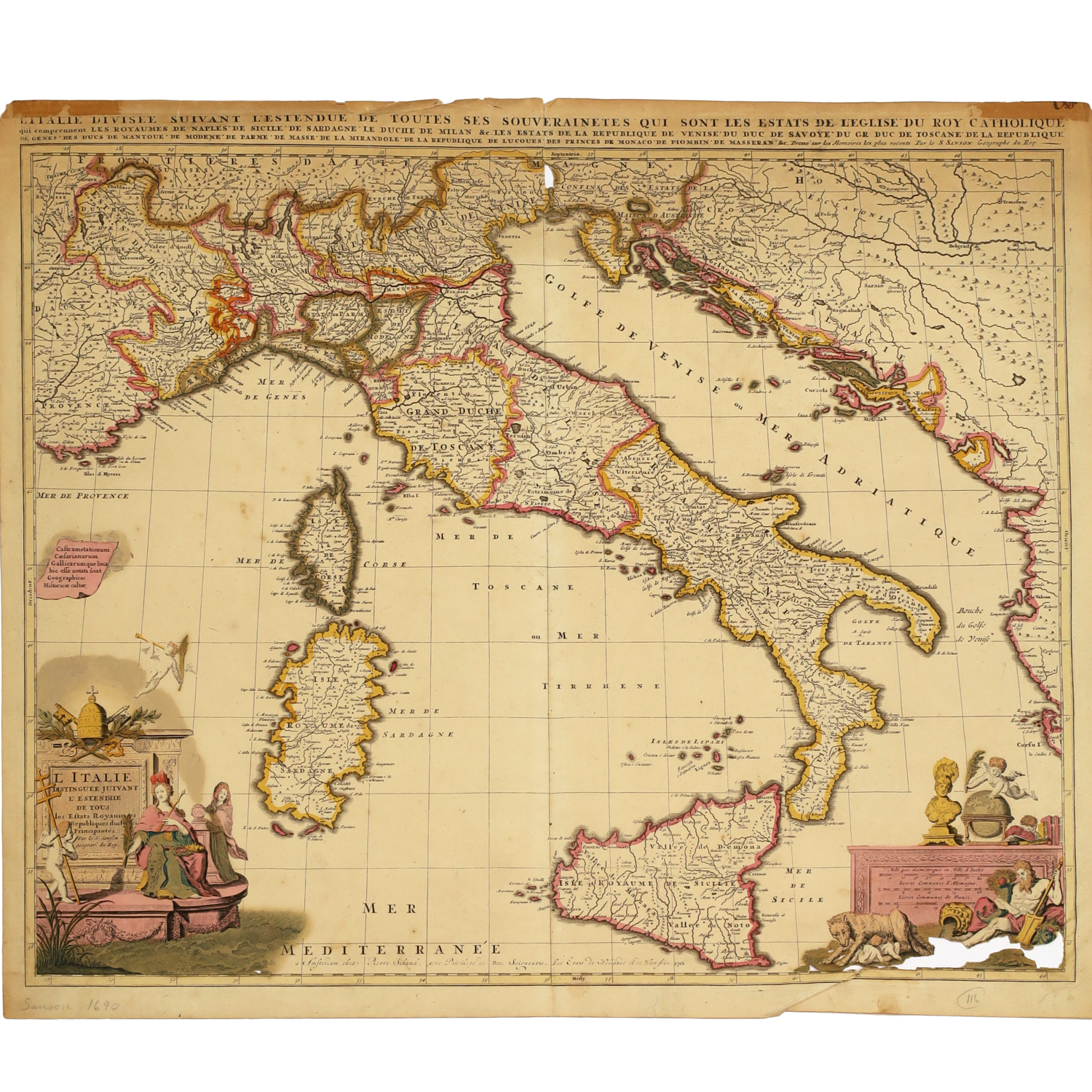 NICOLAS SANSOM MAP OF ITALY 1701 3619a3