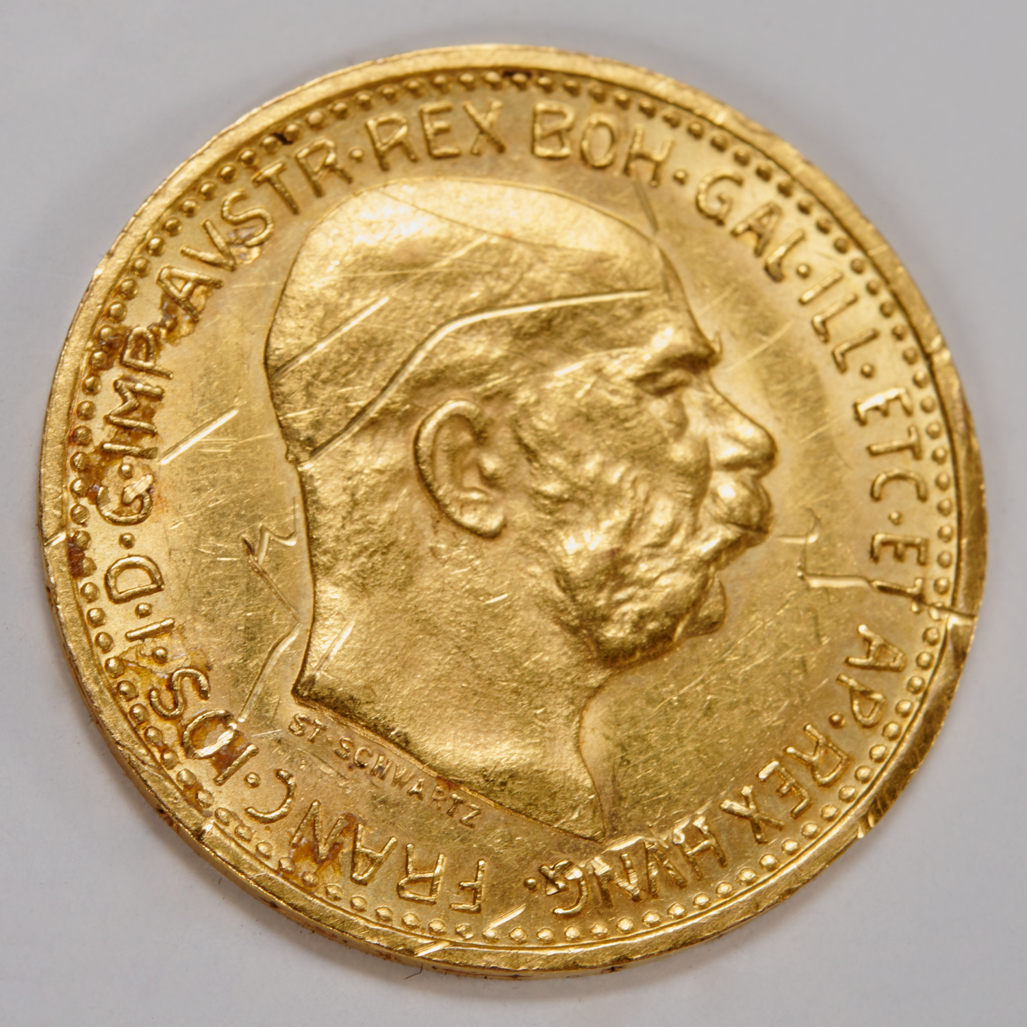 1910 AUSTRIAN 10 CORONA GOLD COIN Head