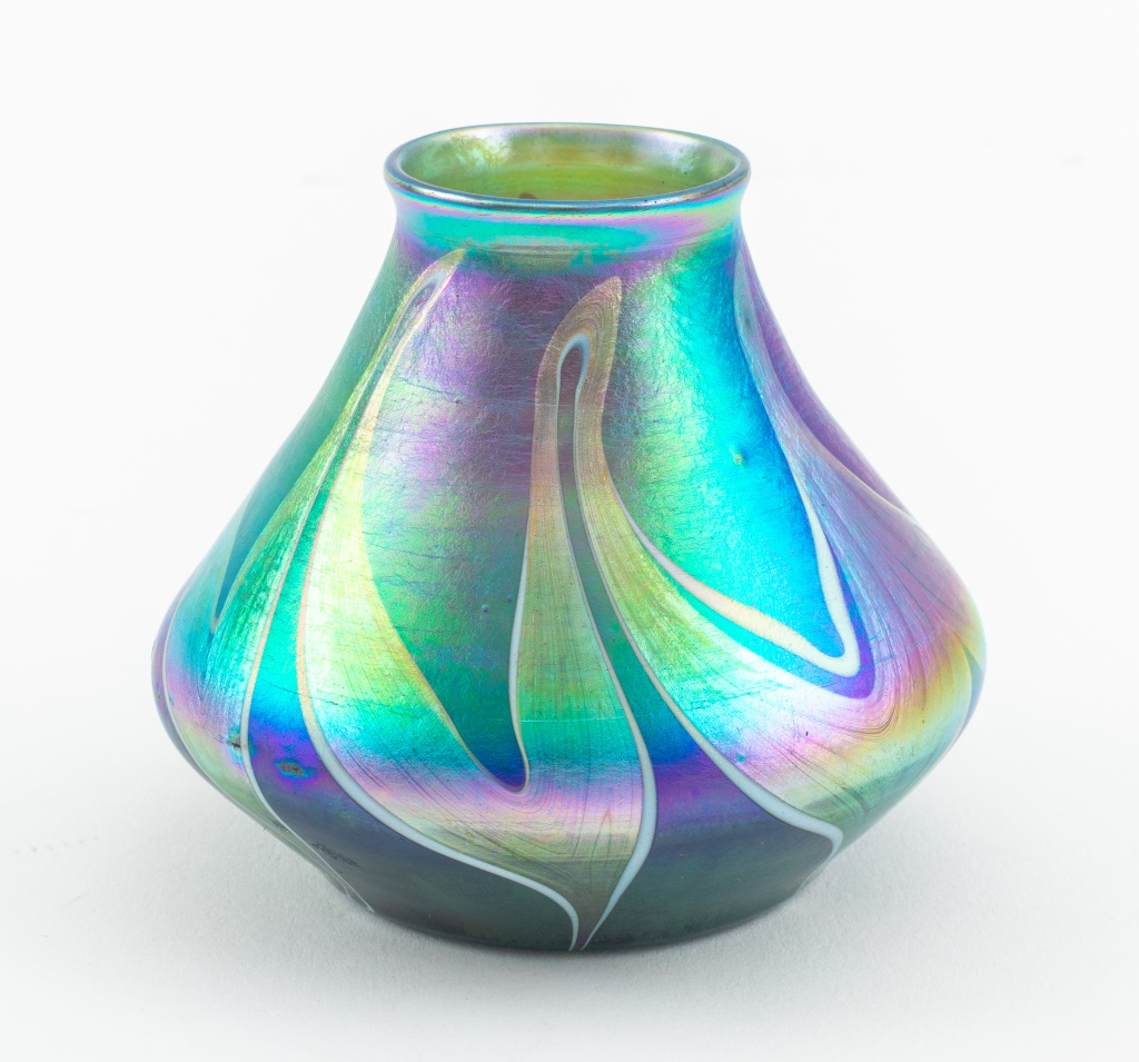 TIFFANY FAVRILE GLASS CABINET VASE,