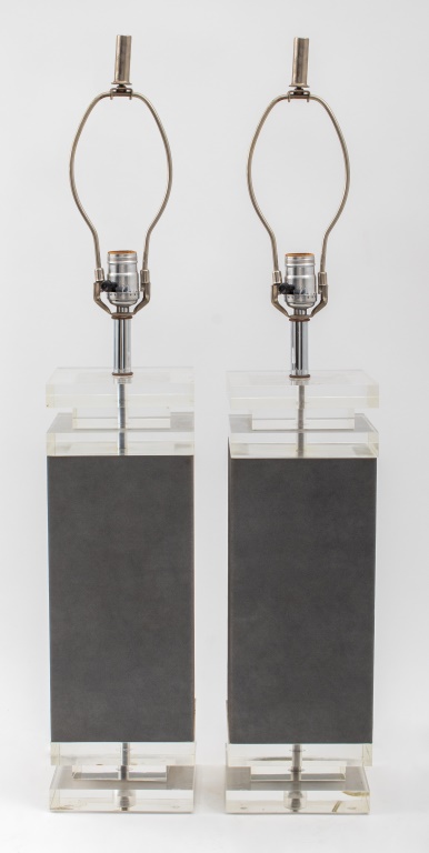 KARL SRINGER MODERN LUCITE TABLE LAMPS,