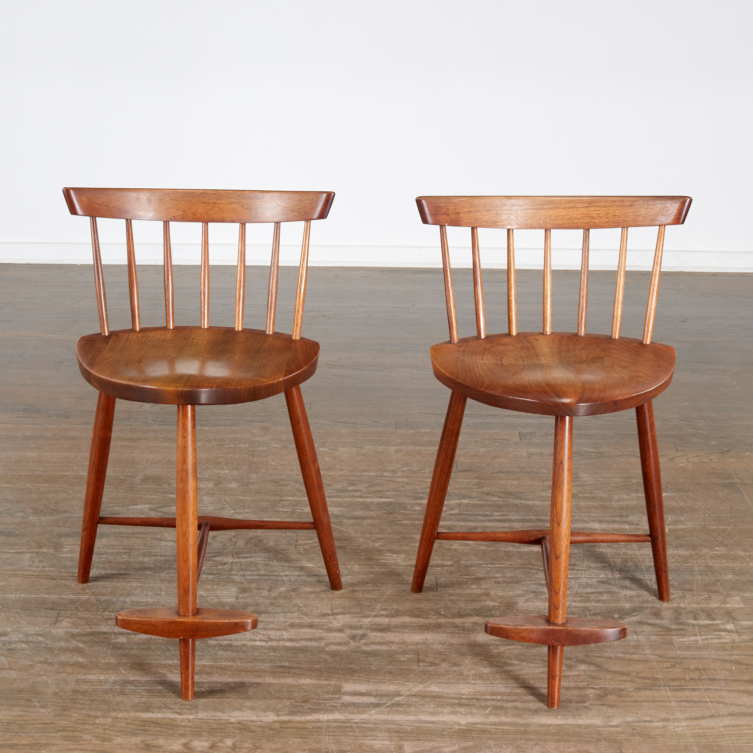 GEORGE NAKASHIMA, PAIR "MIRA" STOOLS