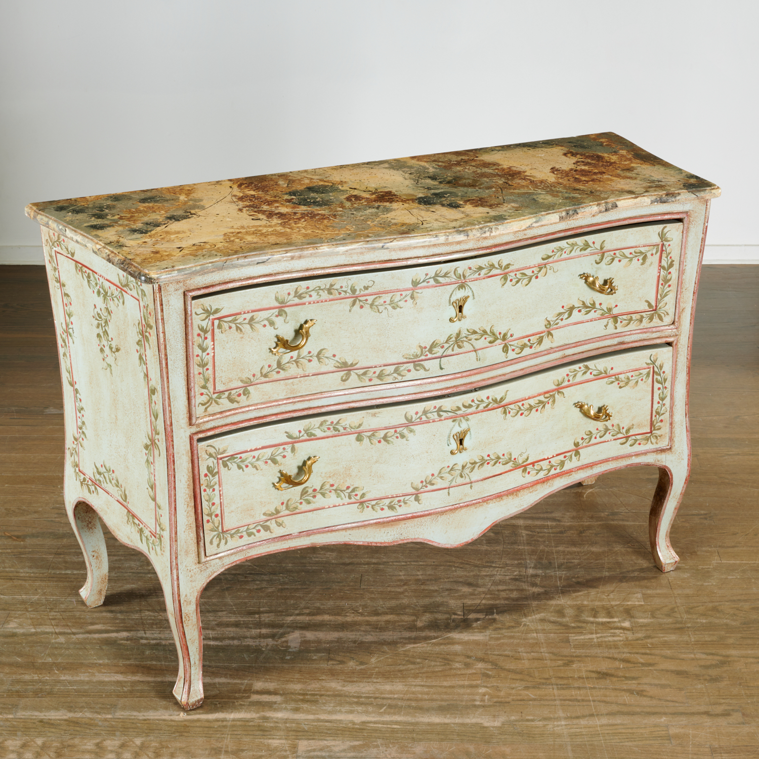 ITALIAN PAINTED BOMBE COMMODE  361b64