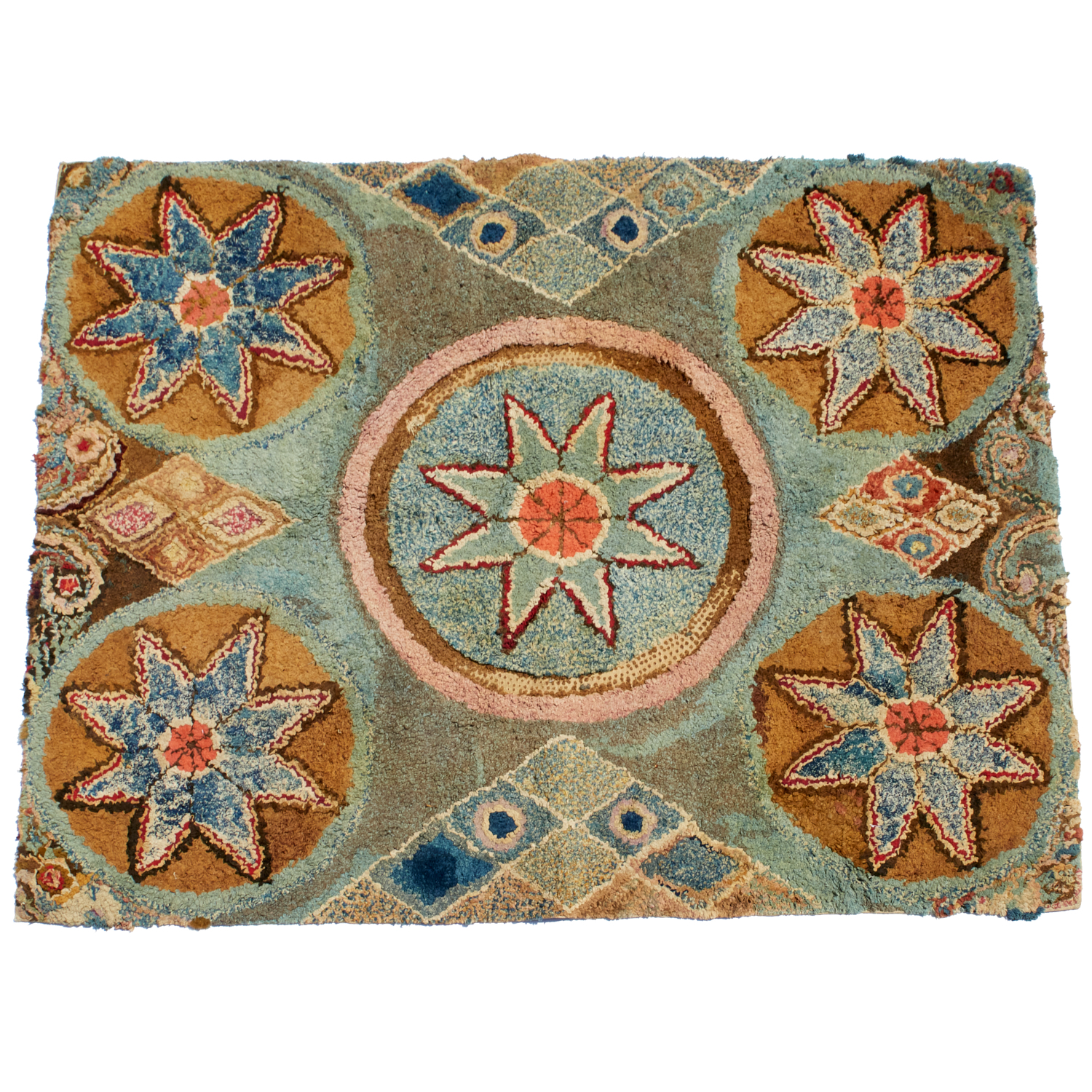 AMERICAN FOLK ART HOOKED RAG RUG 361b6e