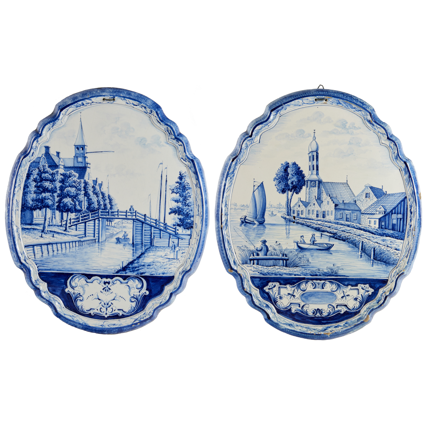 PAIR LARGE DELFT BLUE AND WHITE