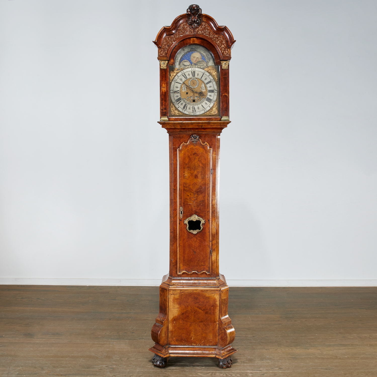 DUTCH BAROQUE WALNUT TALL CLOCK  361bcd