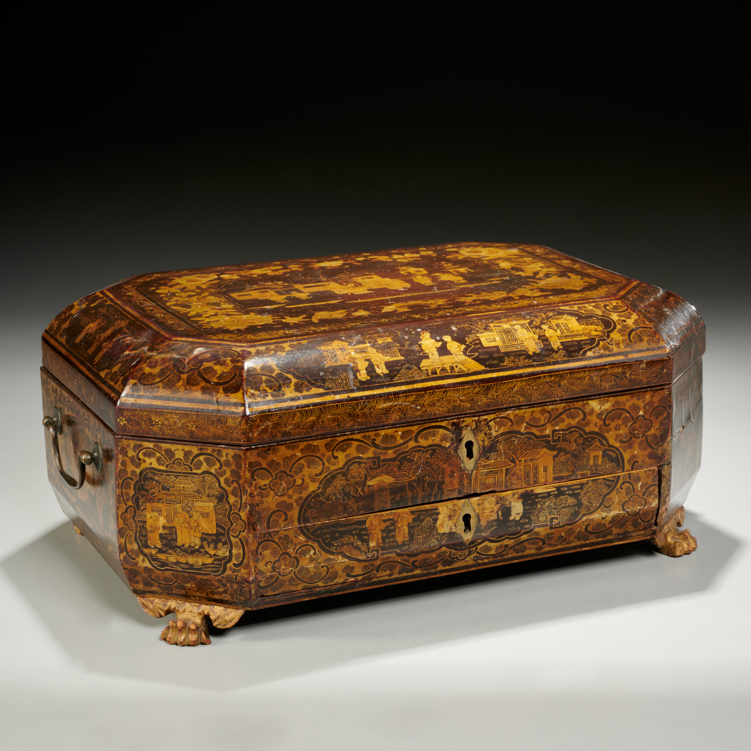 CHINESE EXPORT GILT LACQUERED SEWING