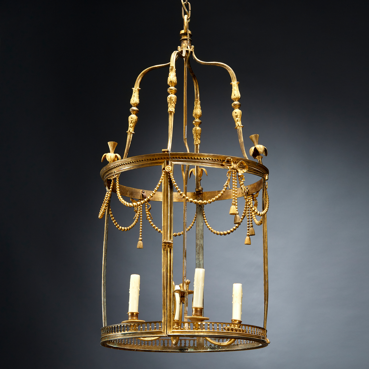 ANTIQUE LOUIS XVI STYLE BRONZE LANTERN