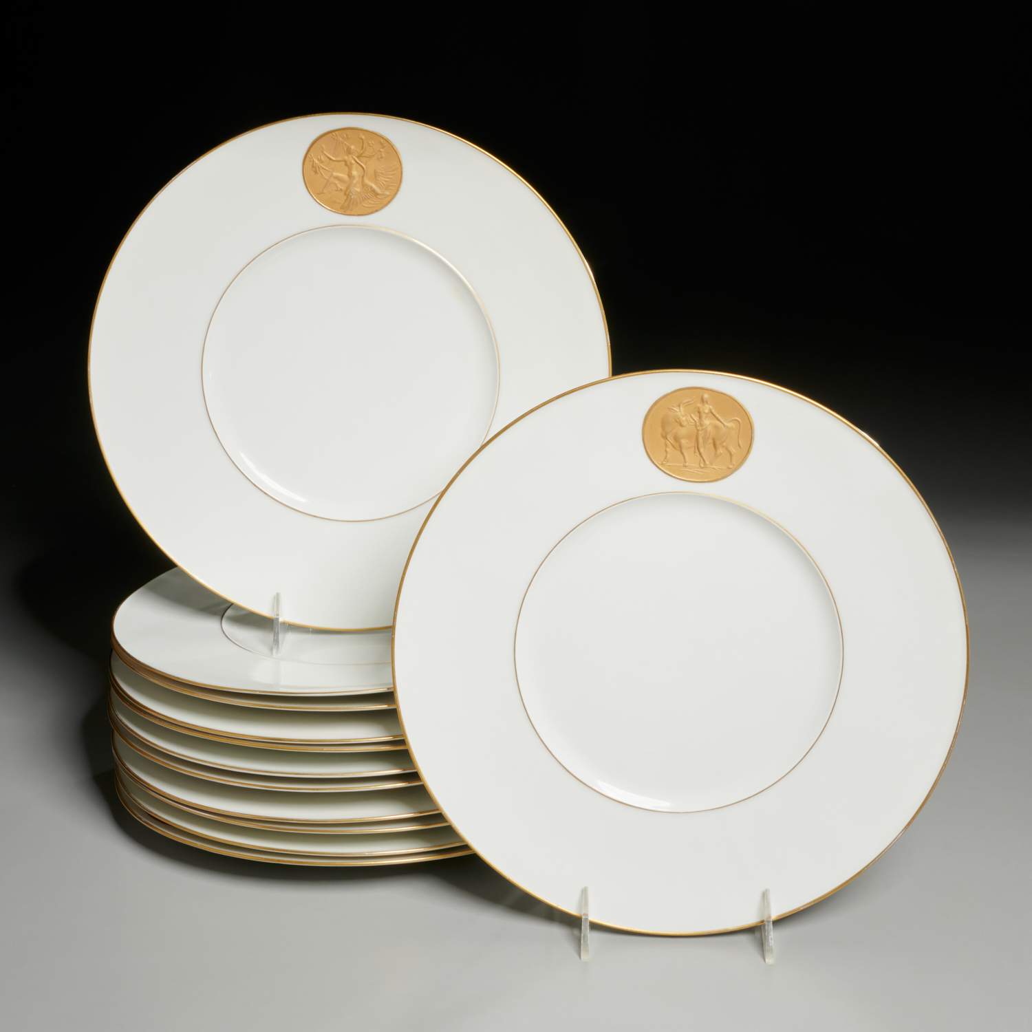 KPM, (12) ARKADIA GOLD DINNER PLATES