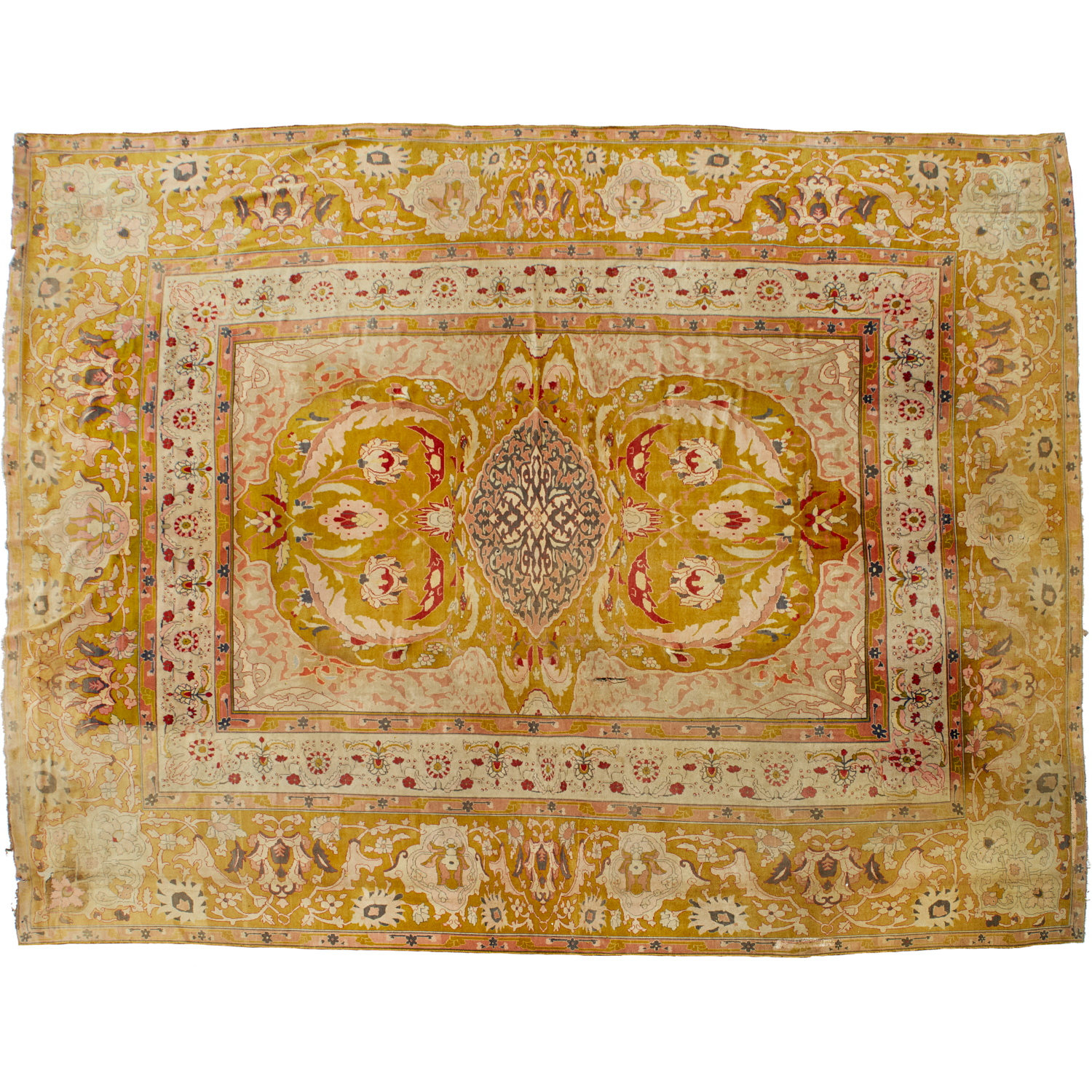 ANTIQUE ROOM-SIZE AGRA CARPET late