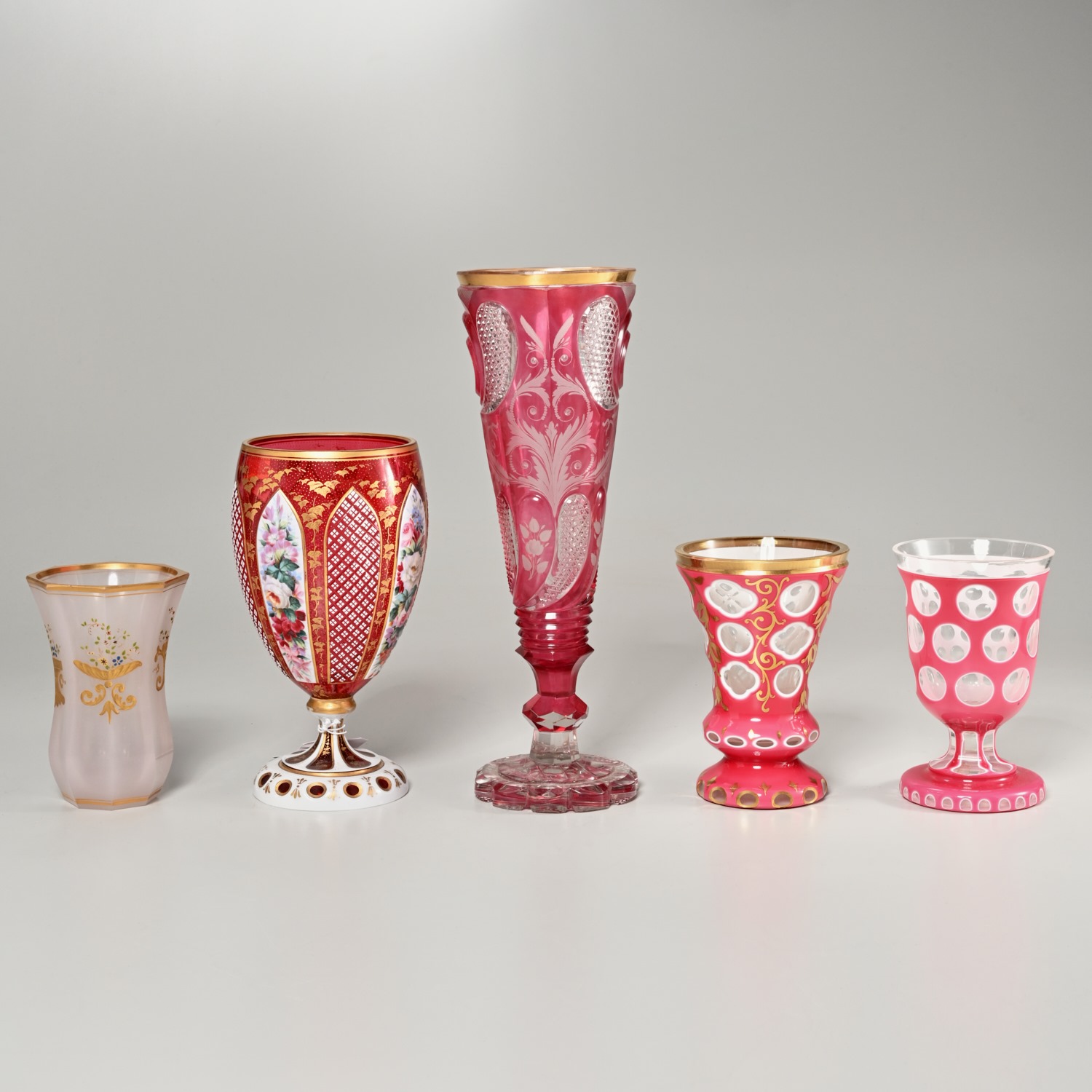 ELEGANT GROUP PINK BOHEMIAN GLASS 361cd7