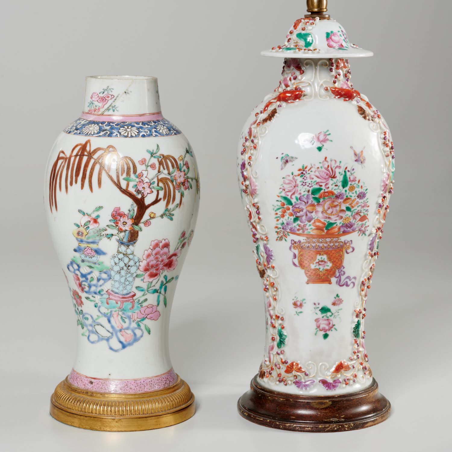 (2) CHINESE EXPORT POLYCHROME PORCELAIN