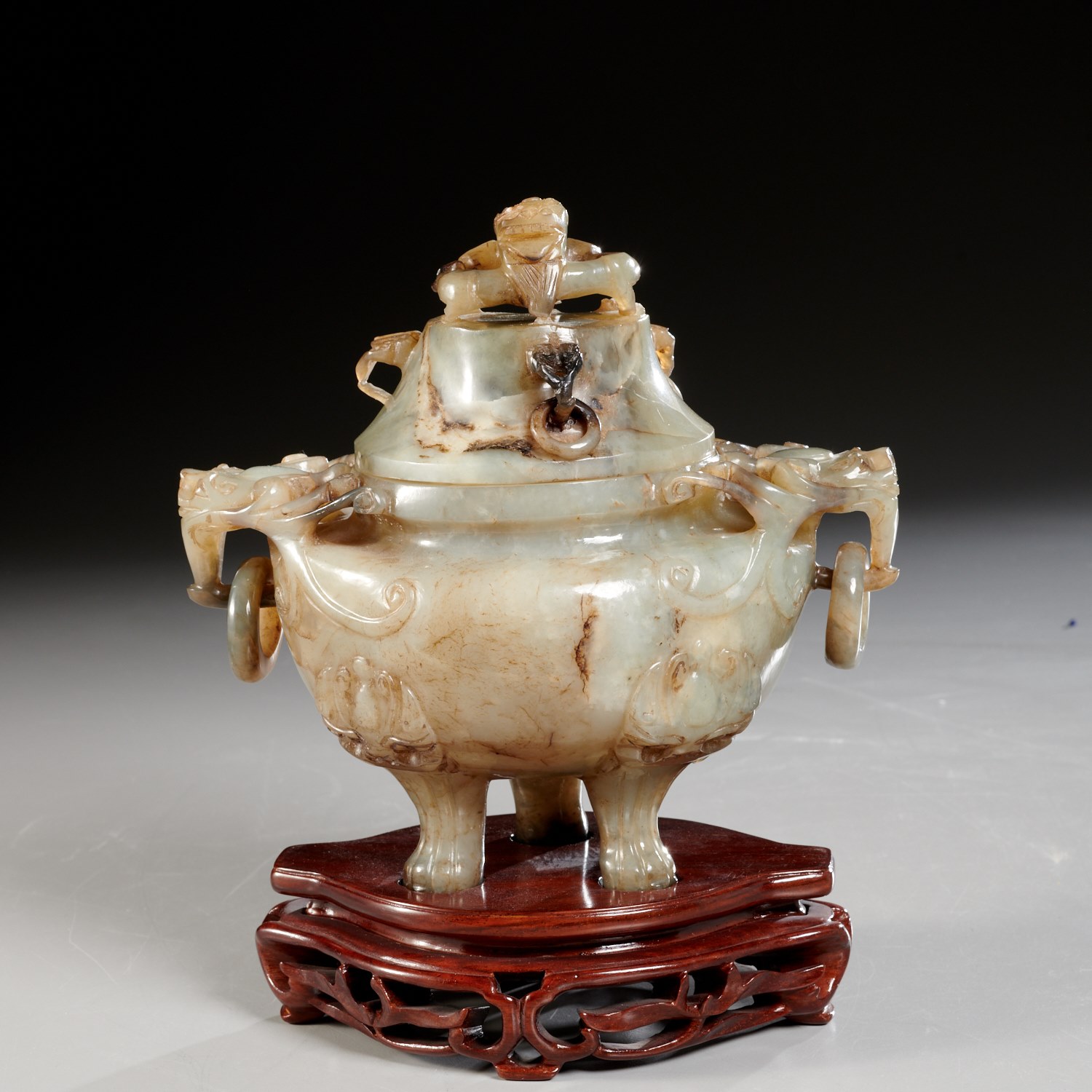 CHINESE JADE CENSER AND COVER Republic 361d40