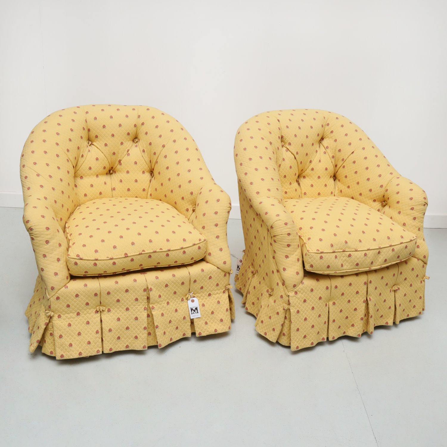 PAIR CUSTOM UPHOLSTERED SWIVEL