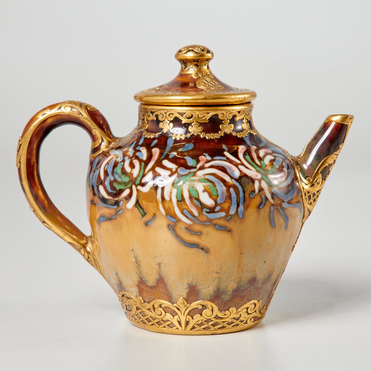 BOCH FRERES (ATTRIB.) GILT METAL, POTTERY