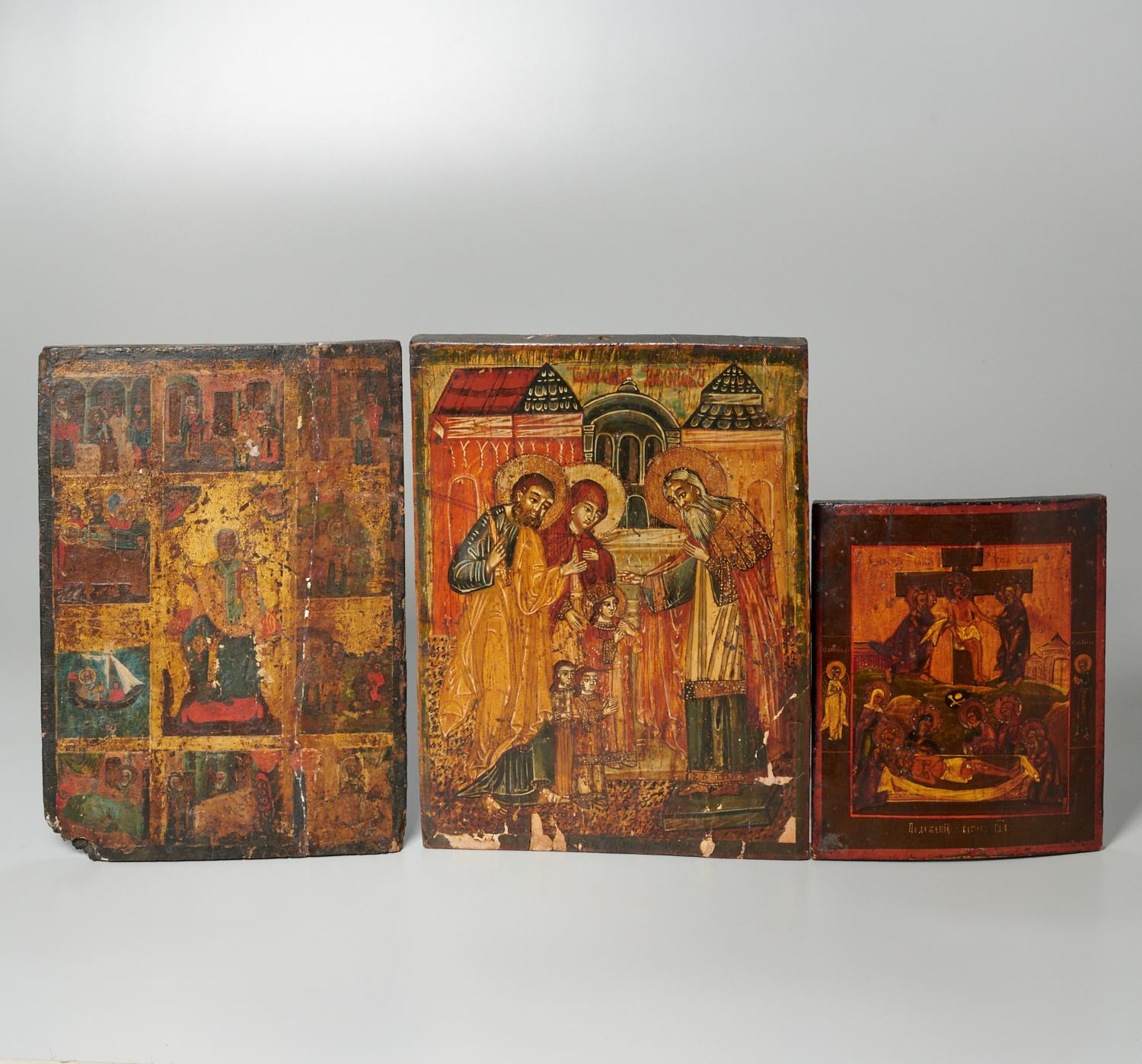 (3) ANTIQUE CHURCH ICONS 19th c.