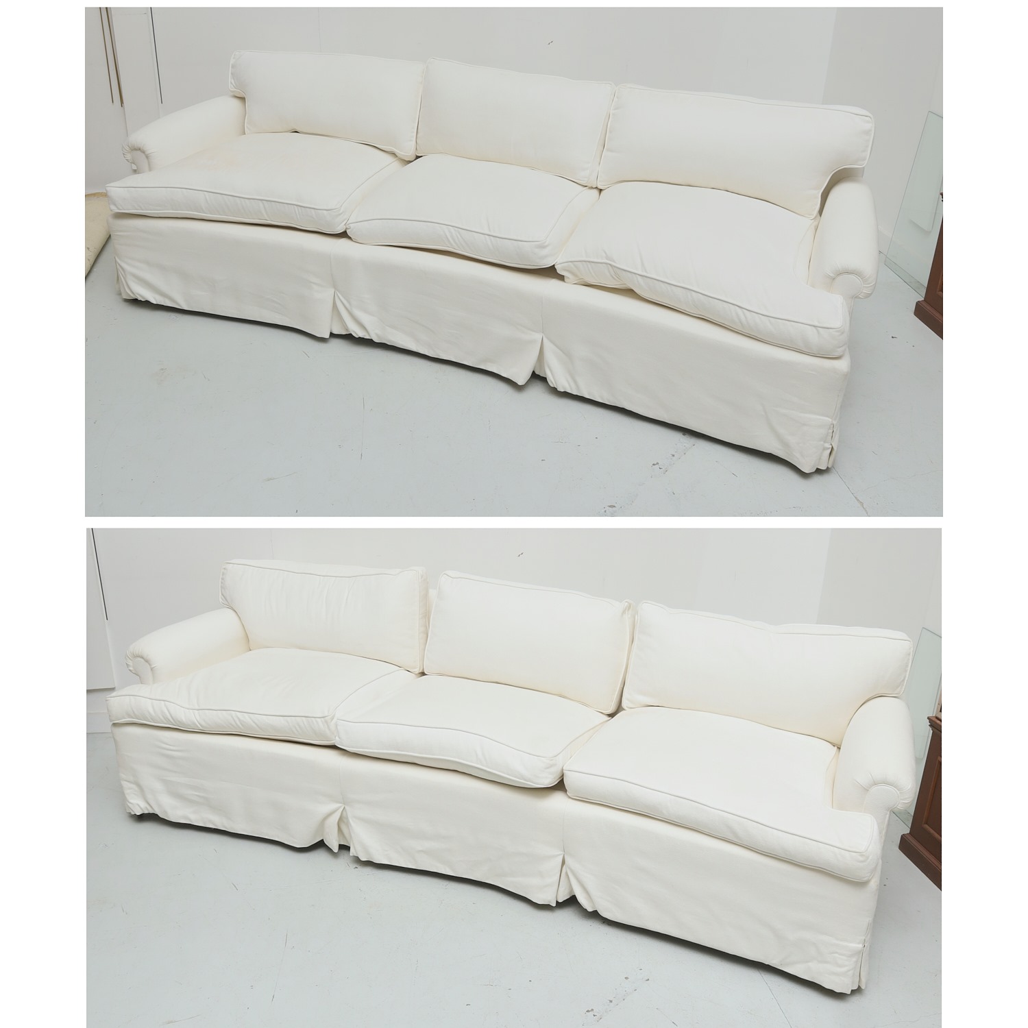 NICE PAIR DESIGNER WHITE UPHOLSTERED