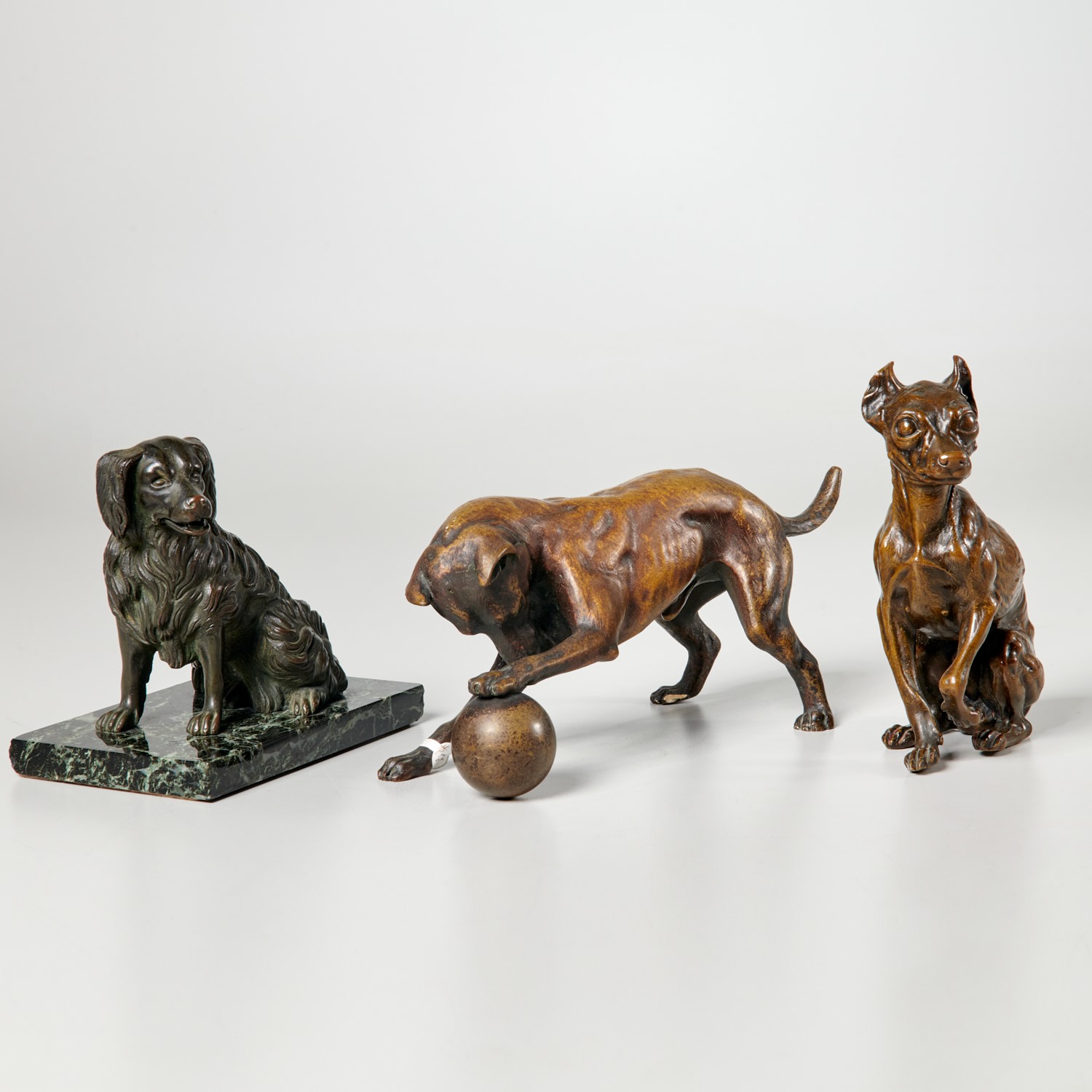 (3) BRONZE MODELS OF DOGS 19th/20th