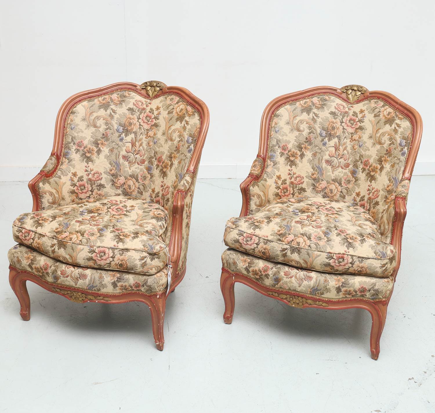 PAIR LOUIS XV STYLE PAINT DECORATED