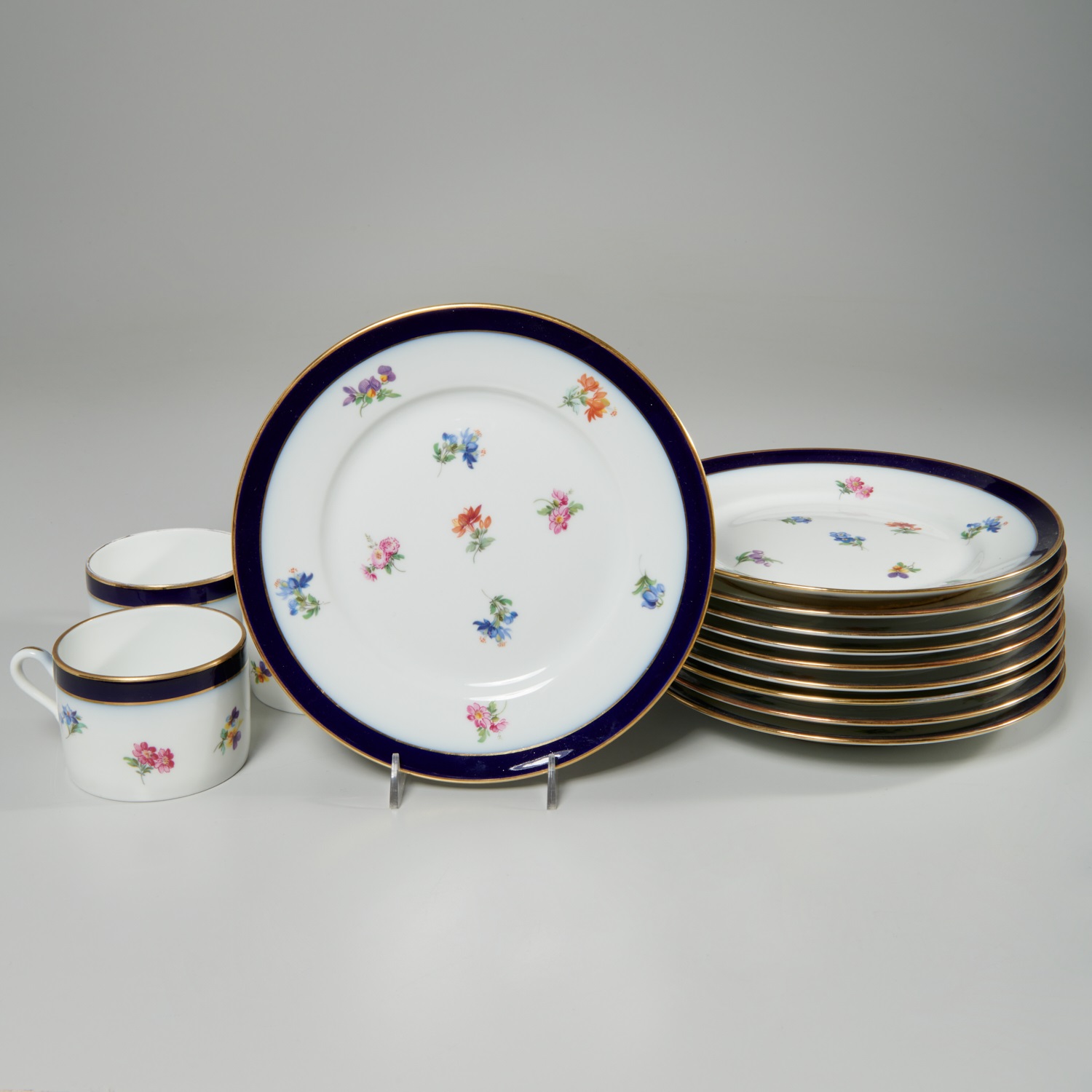 SET GINORI GILT COBALT DESSERT