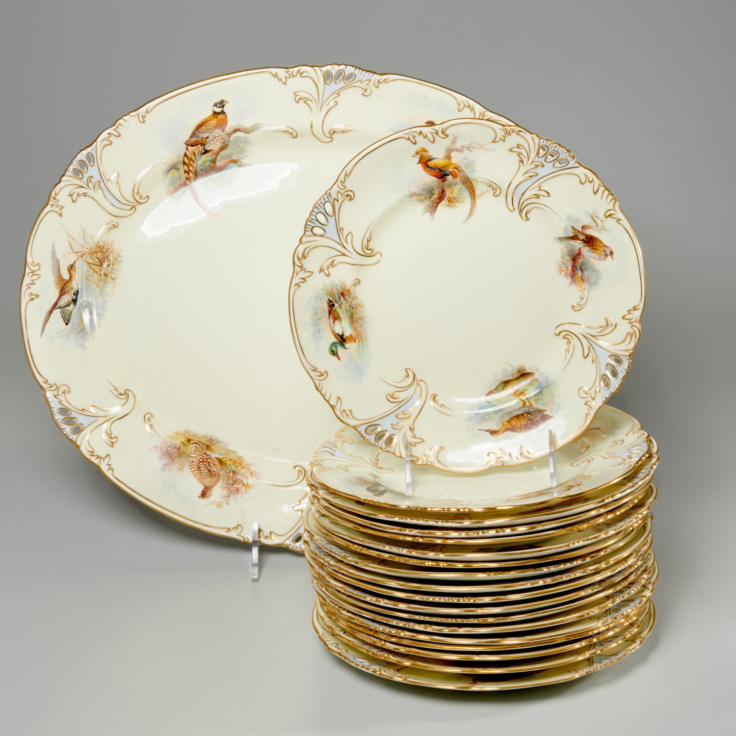 SET BODLEY HAND PAINTED GAME BIRD PLATTER