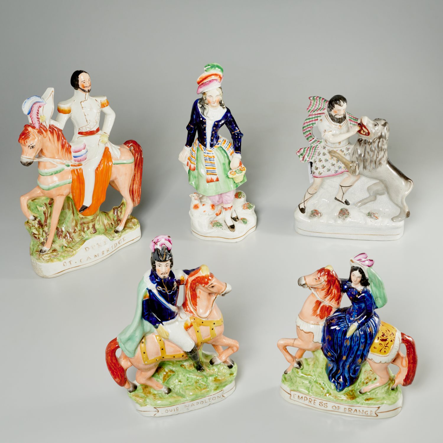 GROUP ANTIQUE STAFFORDSHIRE FIGURES