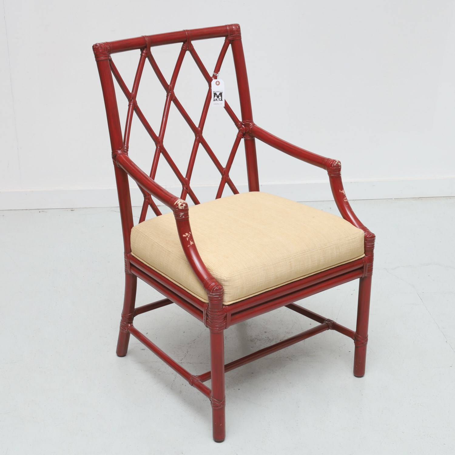 MCGUIRE RED PAINTED BAMBOO ARMCHAIR 361f32