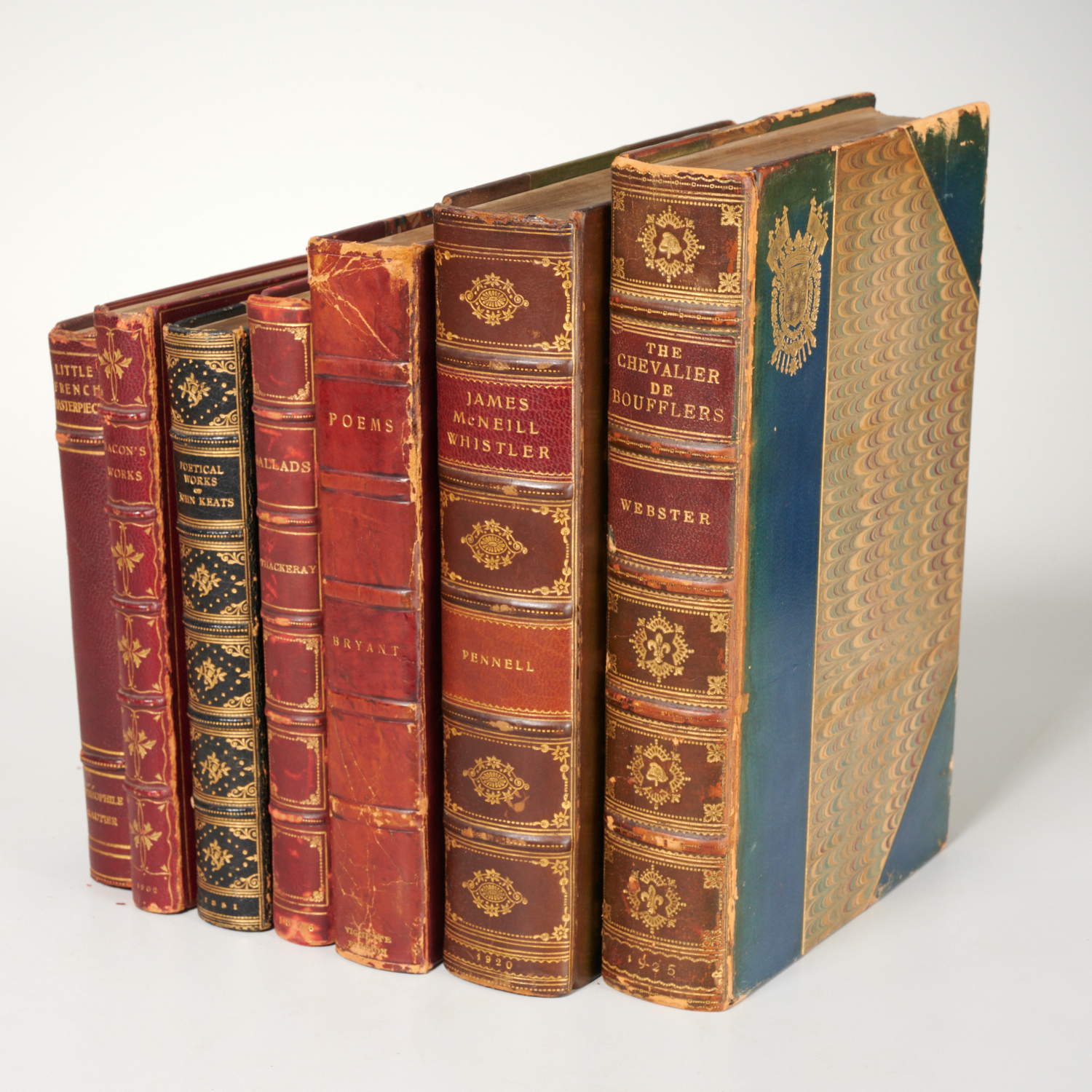 BOOKS: (7) VOLS., ANTIQUE LEATHER