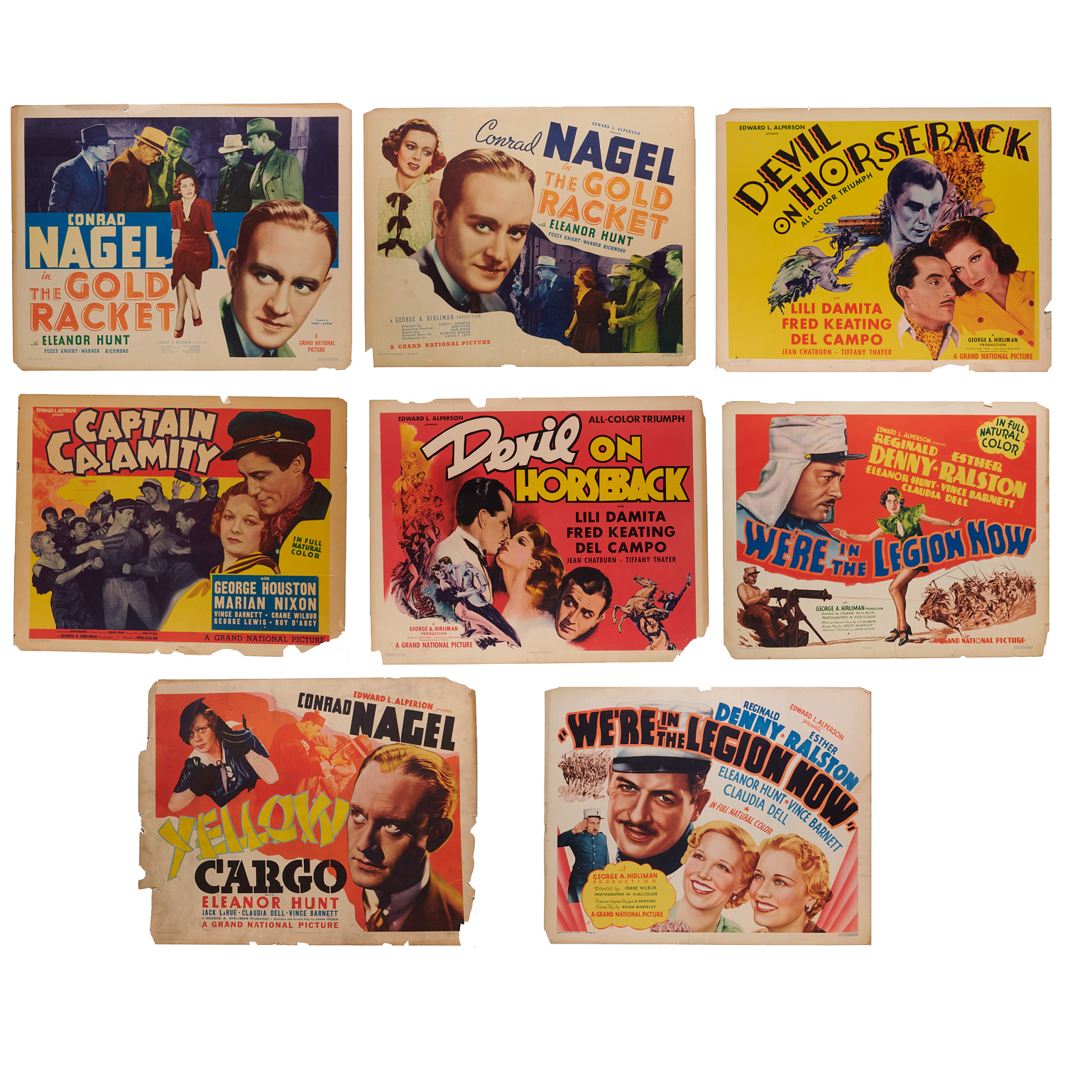 (8) 1936-1937 MOVIE HALF-SHEET POSTERS