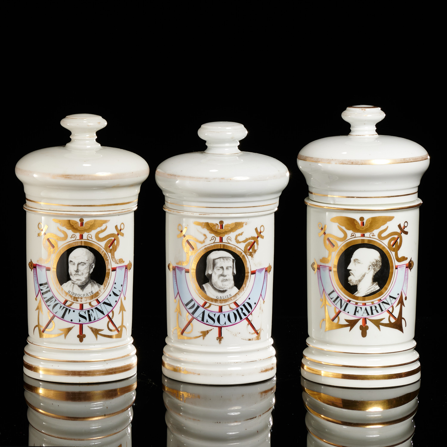 SET 3 PARIS PORCELAIN APOTHECARY 36203a