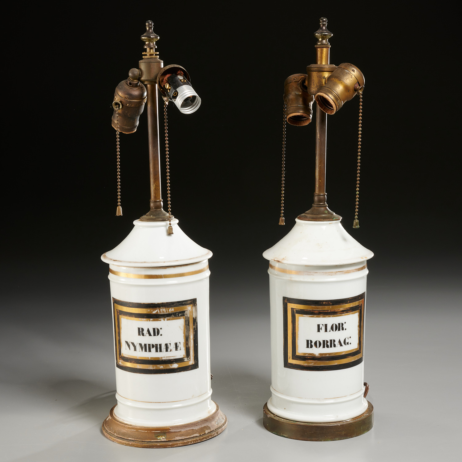 PAIR CONTINENTAL PORCELAIN APOTHECARY