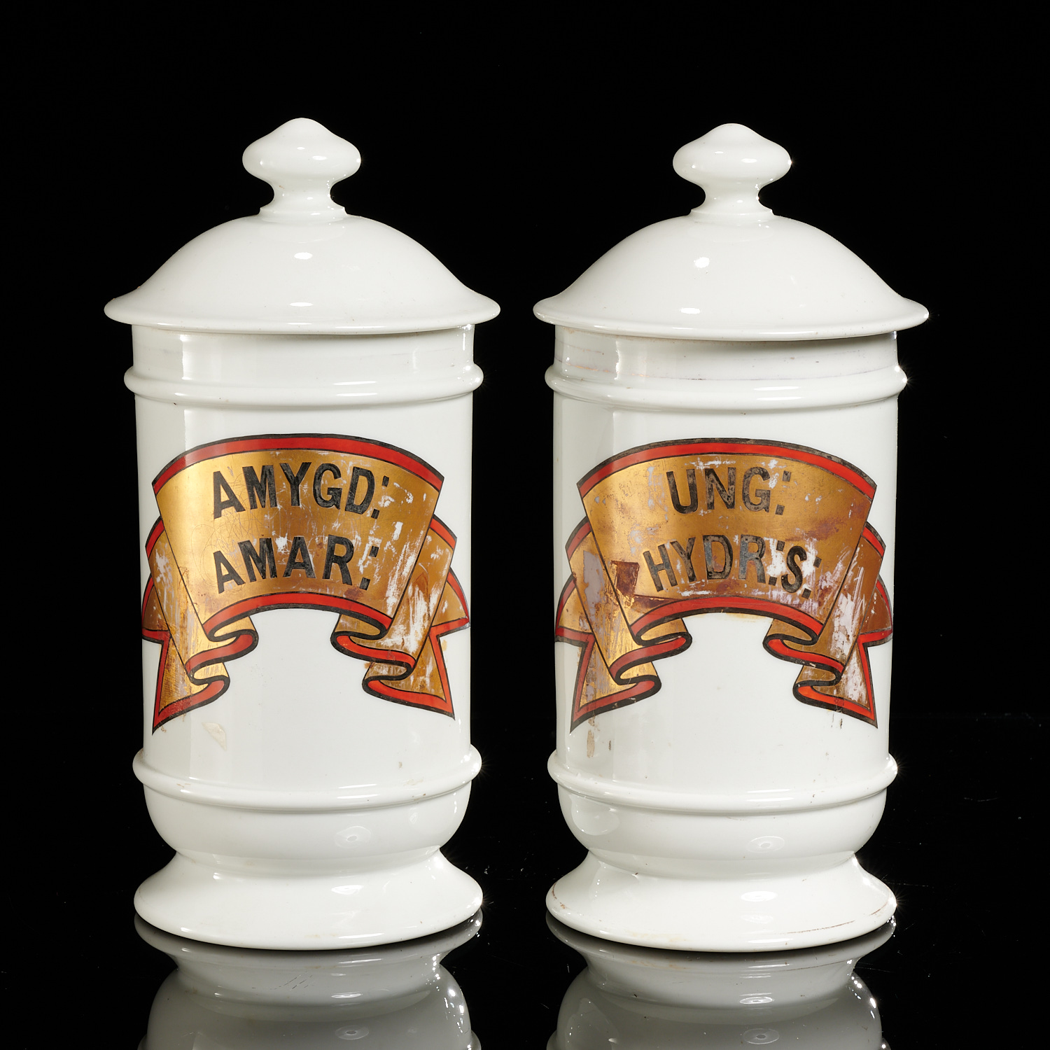 PAIR CONTINENTAL PORCELAIN APOTHECARY