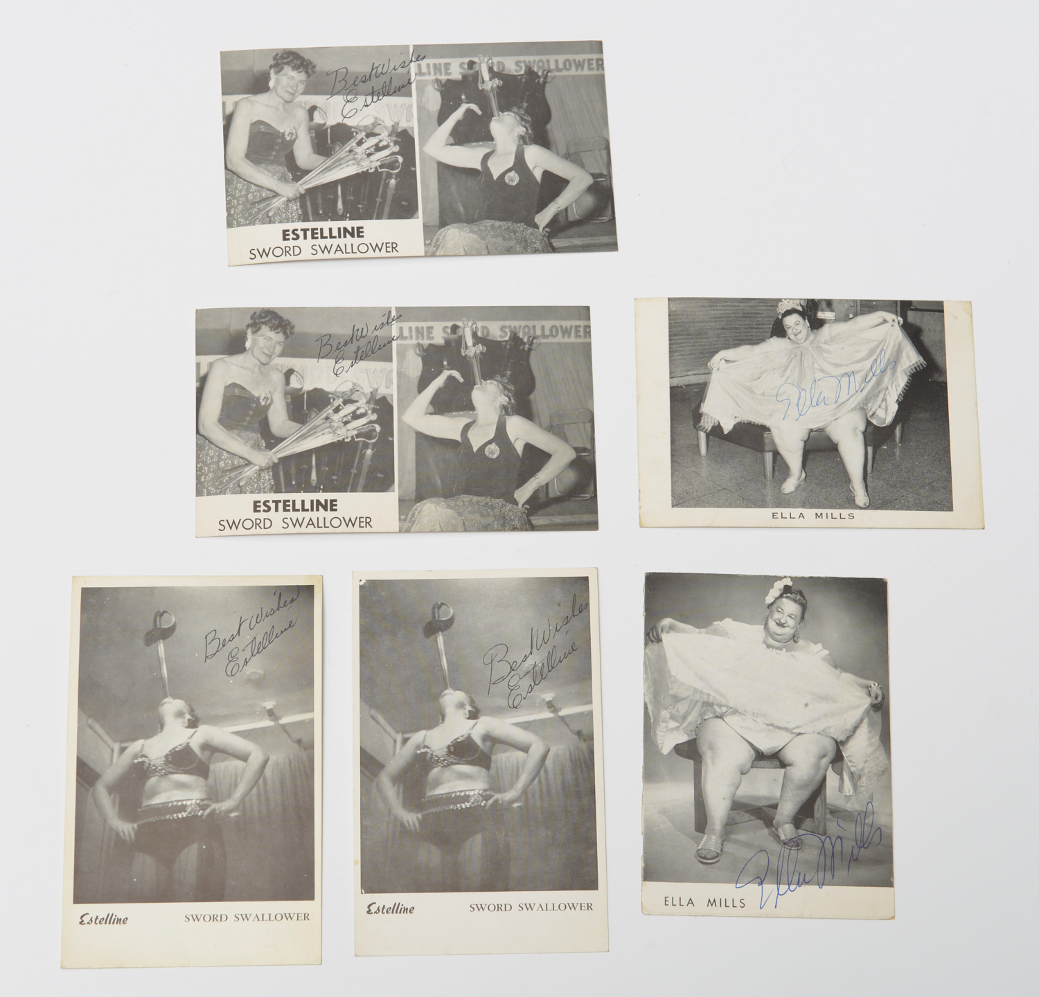SIDESHOW CIRCUS FREAKS, (6) SIGNED