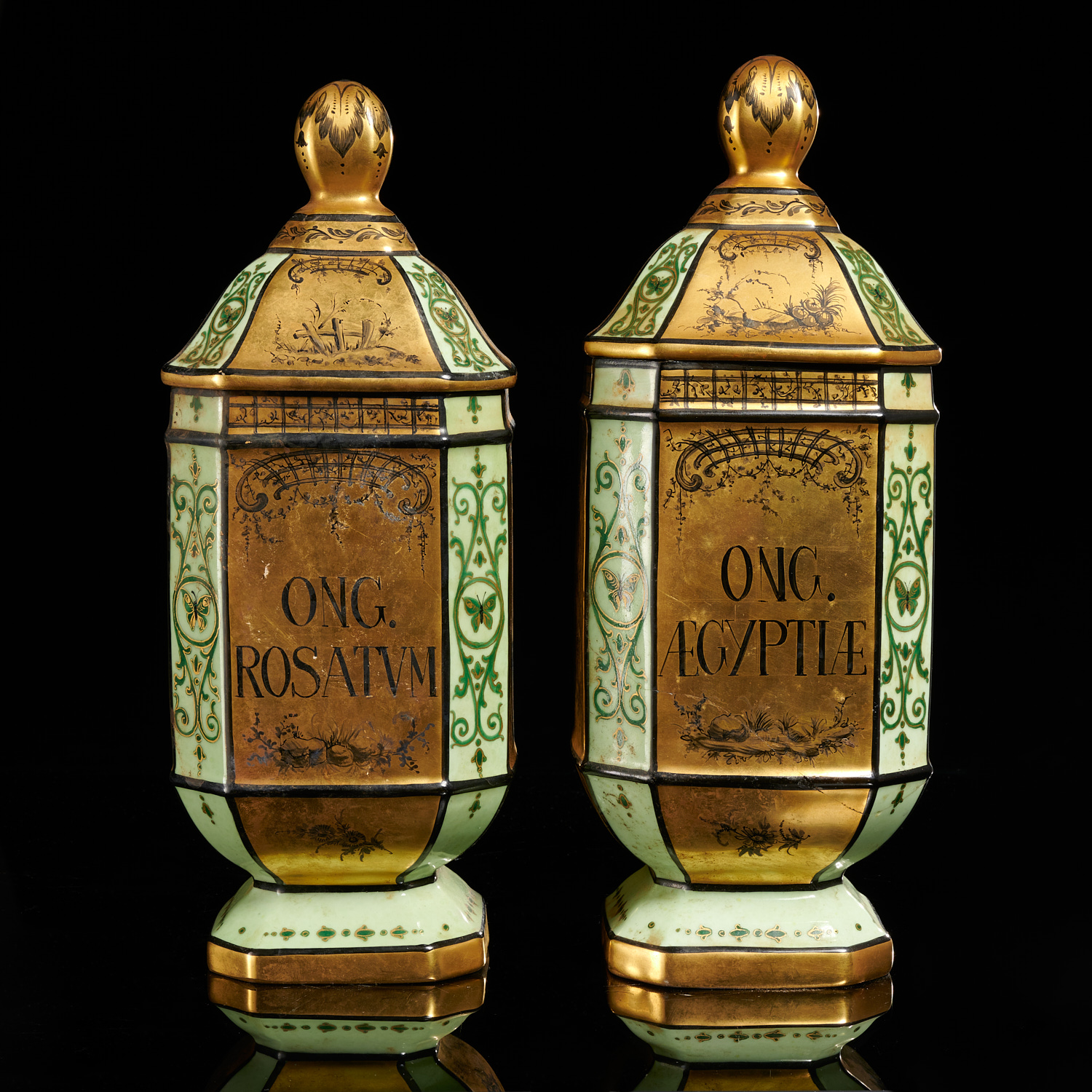 PAIR LE TALLEC OCTAGONAL LIDDED APOTHECARY