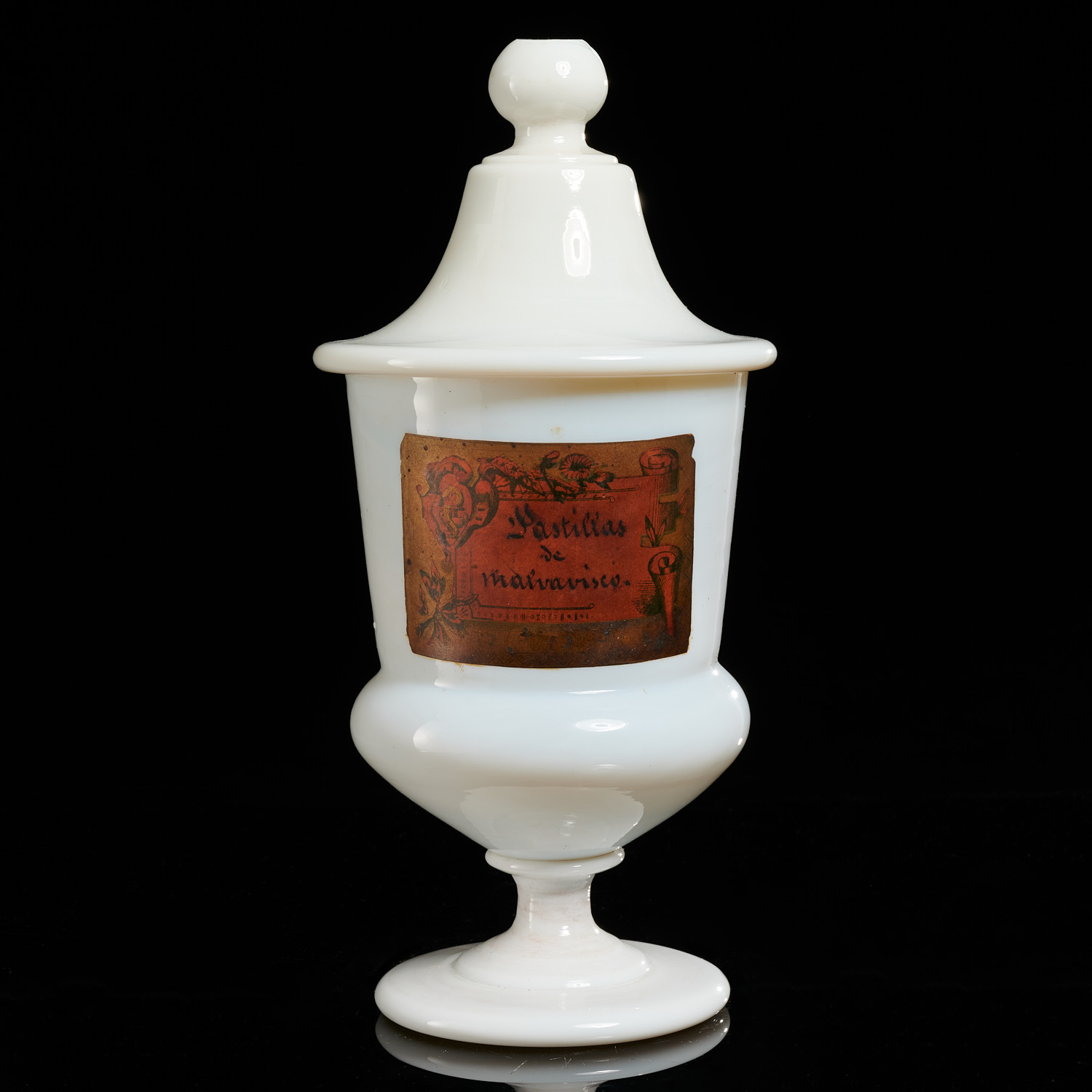 FRENCH WHITE OPALINE GLASS APOTHECARY