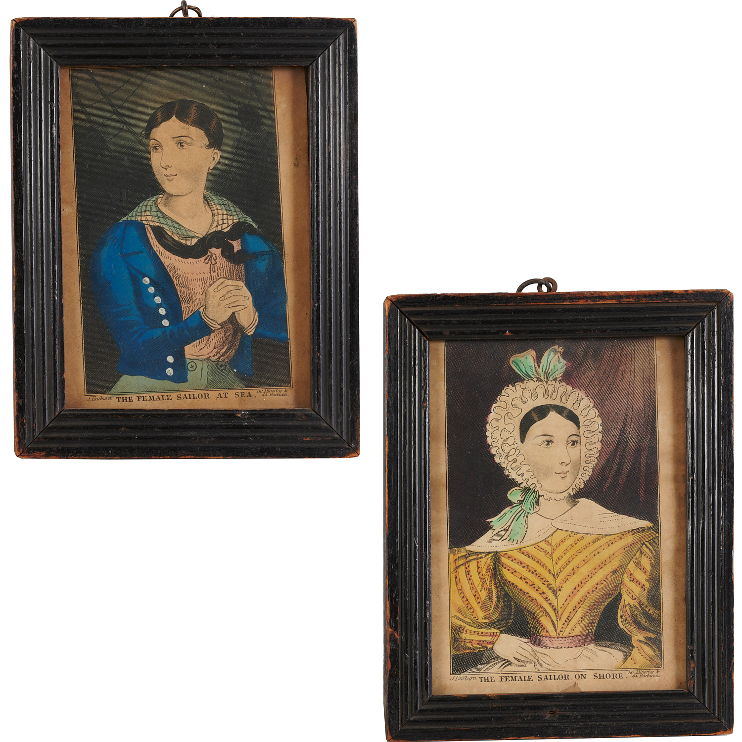 PAIR ANTIQUE FEMALE SAILOR ENGRAVINGS