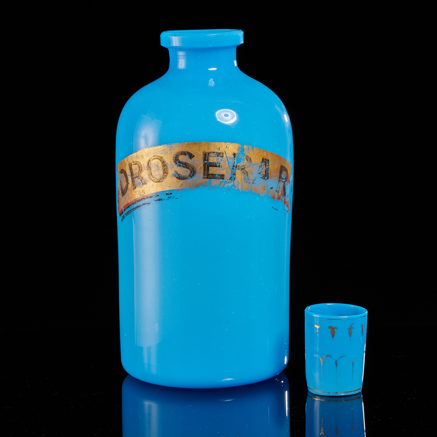 LARGE BLUE OPALINE GLASS APOTHECARY 36207f