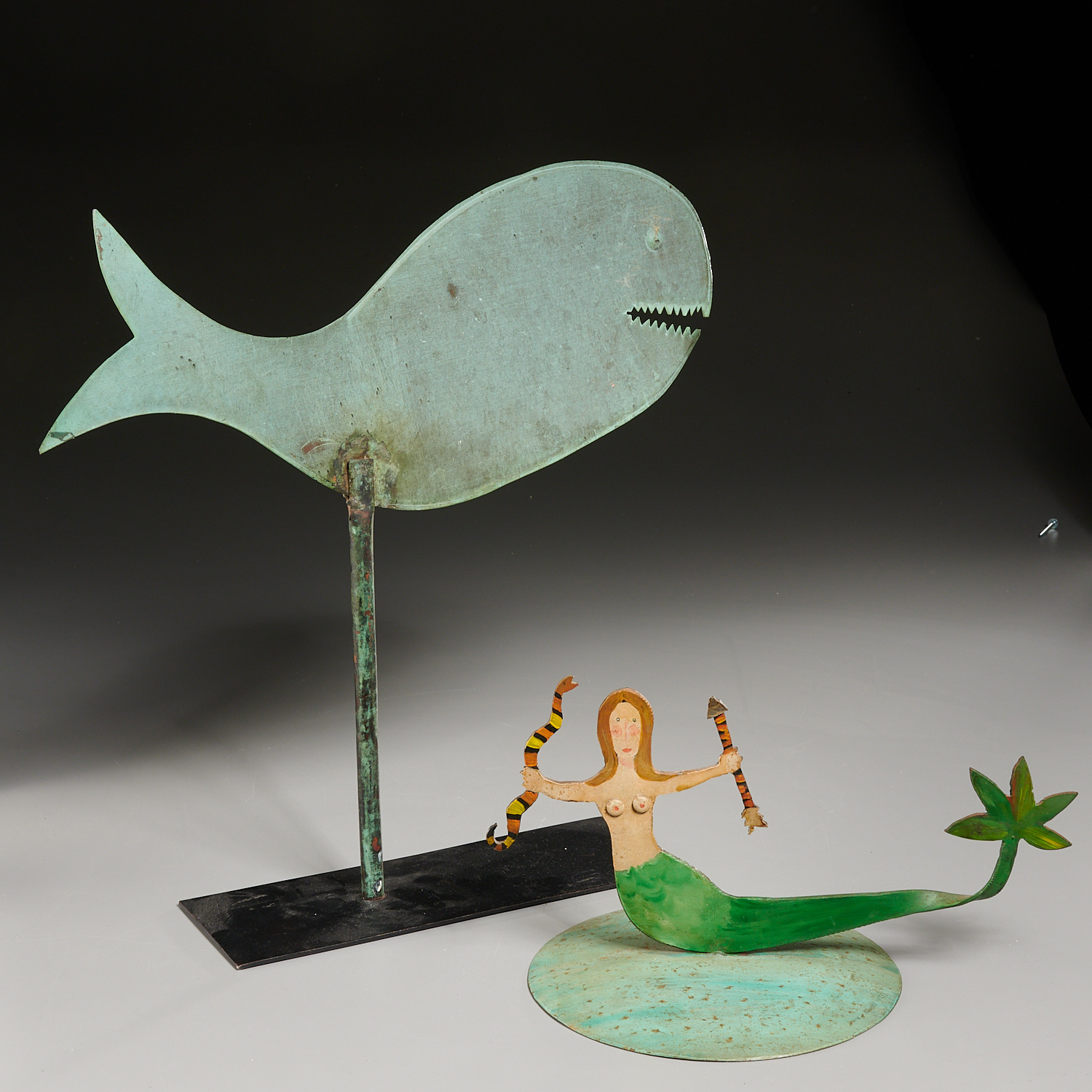 AMERICAN FOLK ART WHALE AND MERMAID 3620d6