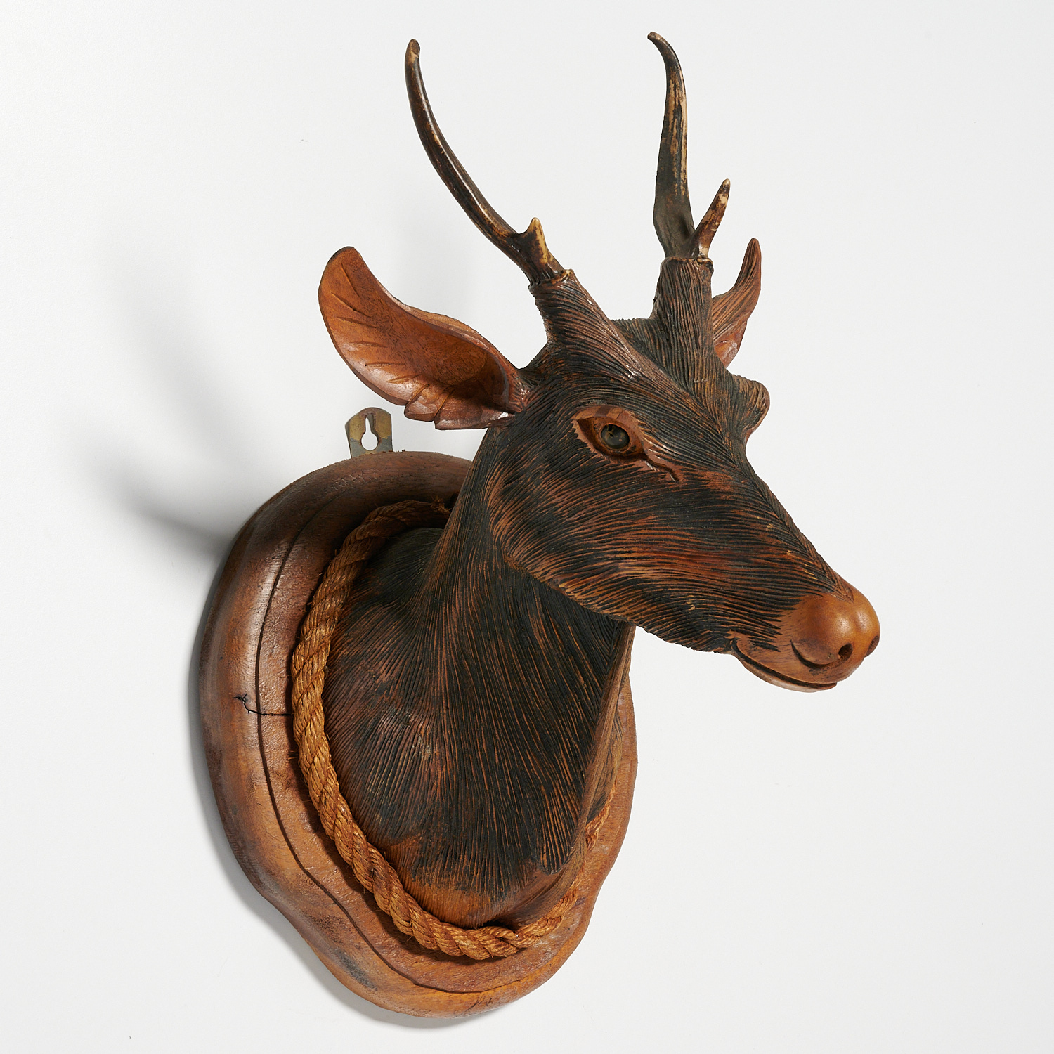 BLACK FOREST CARVED, PAINTED WOOD DEER