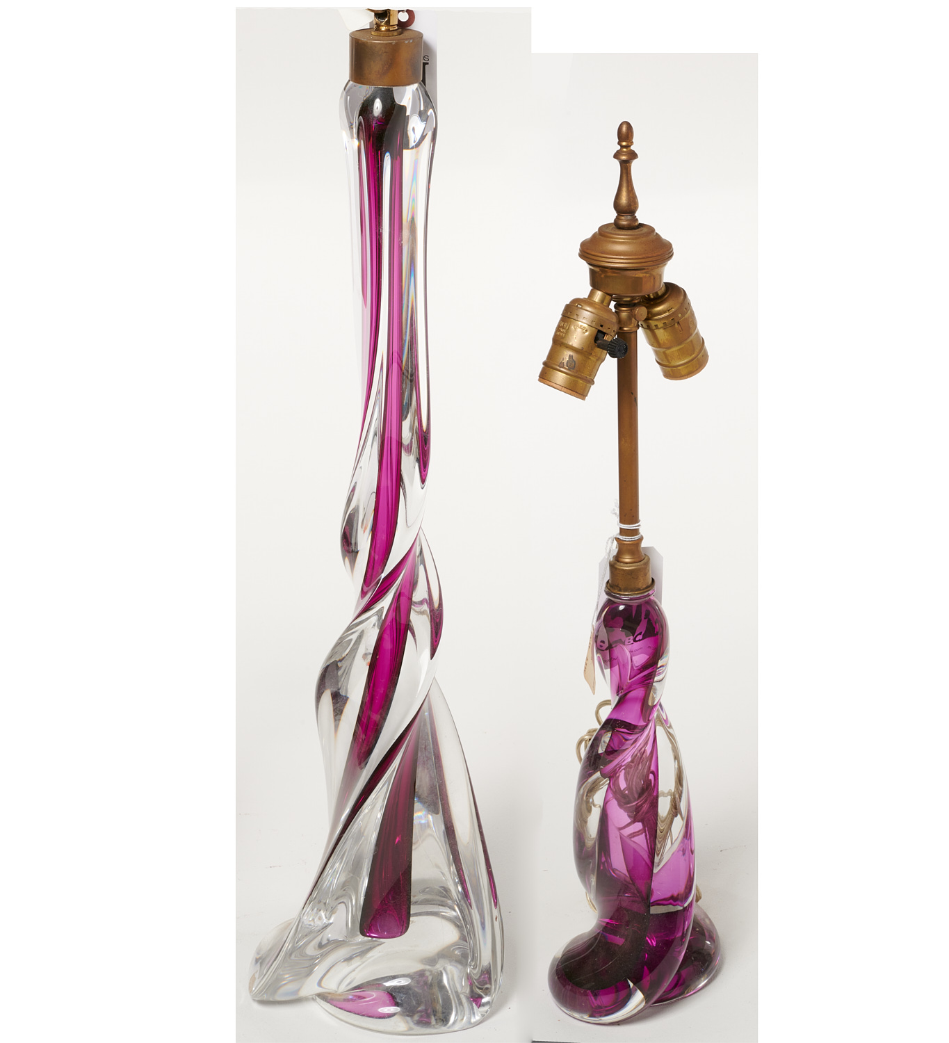 (2) VAL ST. LAMBERT GLASS TABLE LAMPS