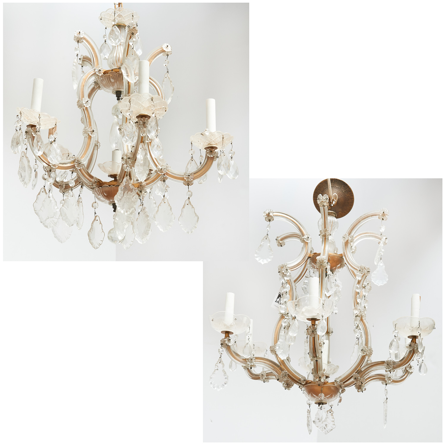 NEAR PAIR MARIA THERESA STYLE CHANDELIERS 3621d5