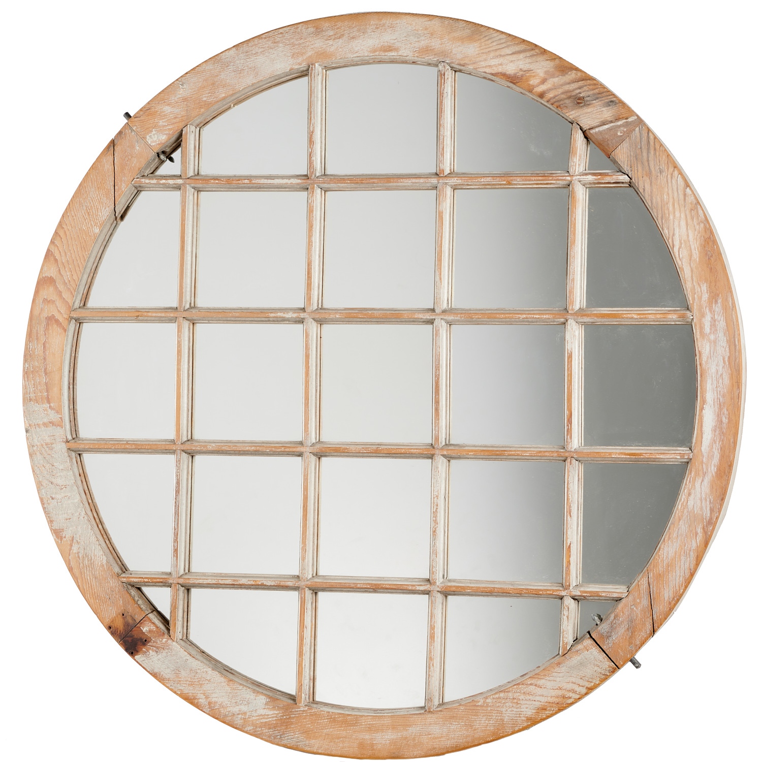 RUSTIC ANTIQUE ROUND WINDOW MIRROR 3621d9